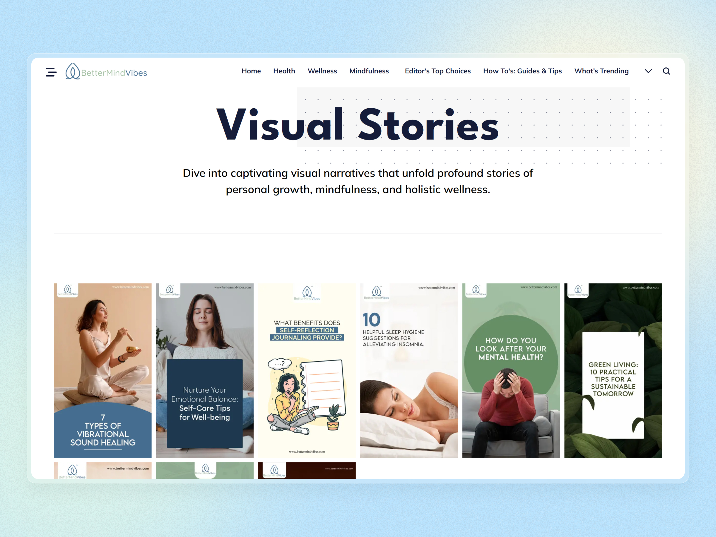 Better Mind Vibes Blog Website | Craftnotion