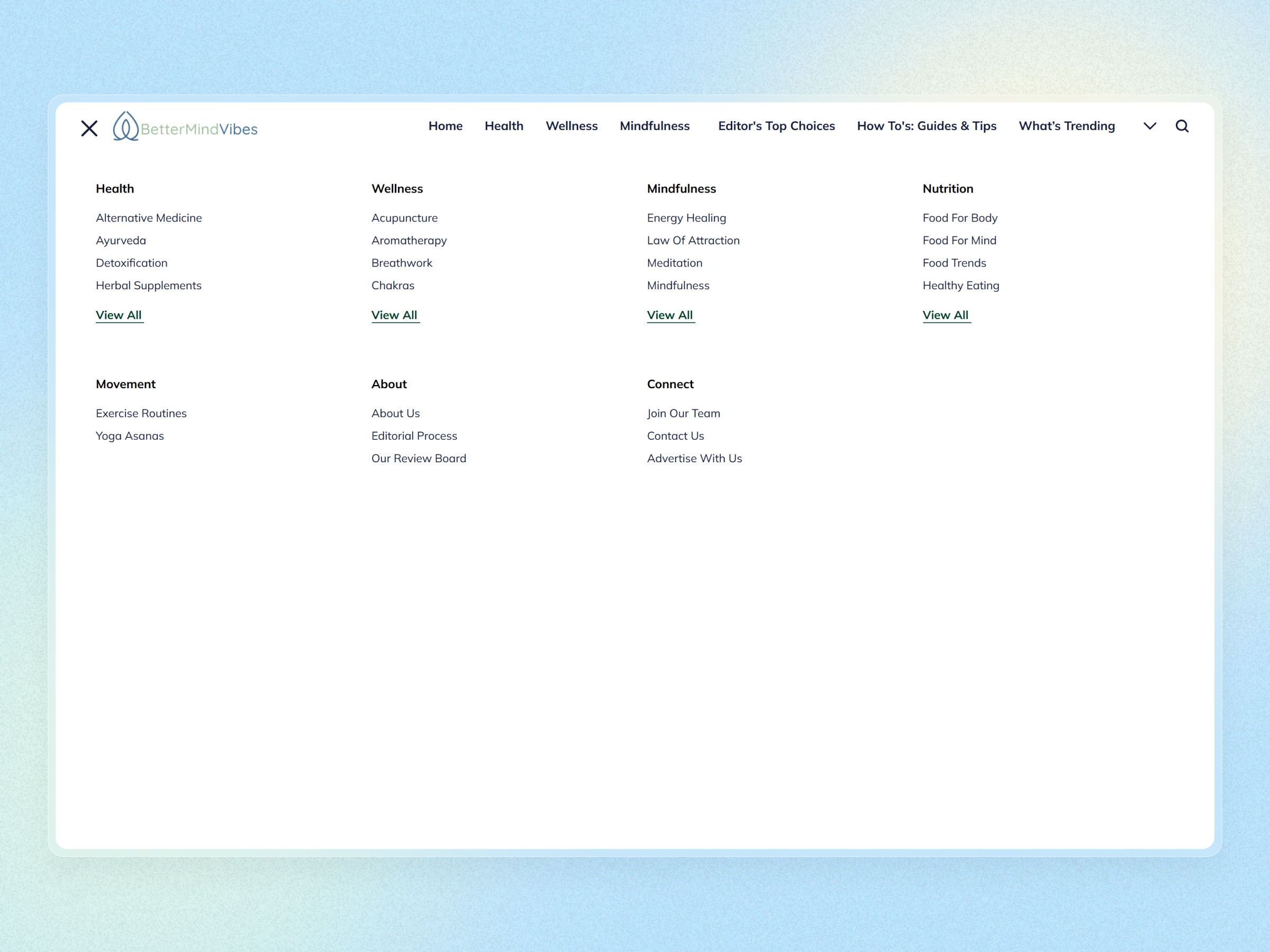 Better Mind Vibes Blog Website | Craftnotion