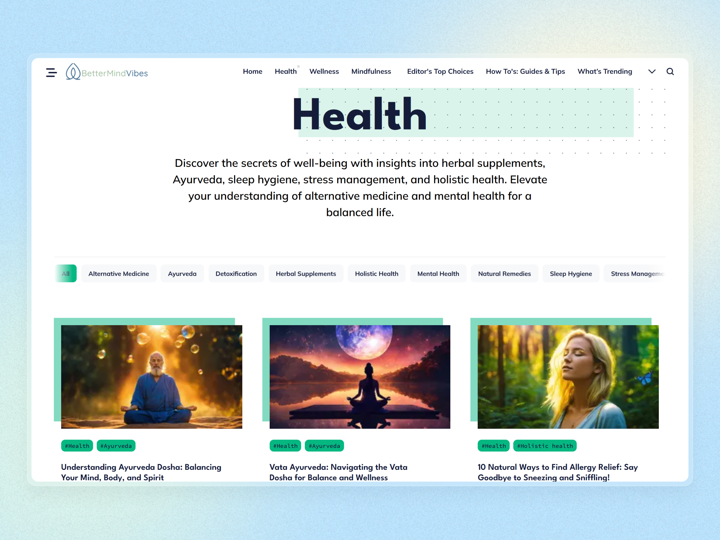 Better Mind Vibes Blog Website | Craftnotion