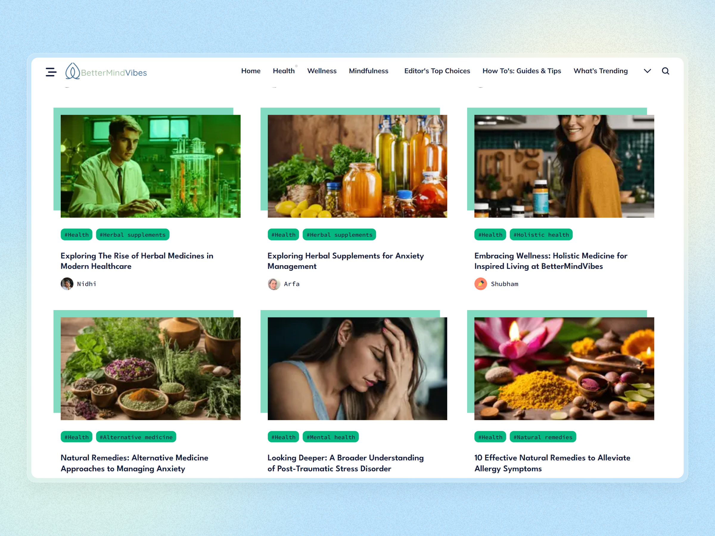 Better Mind Vibes Blog Website | Craftnotion