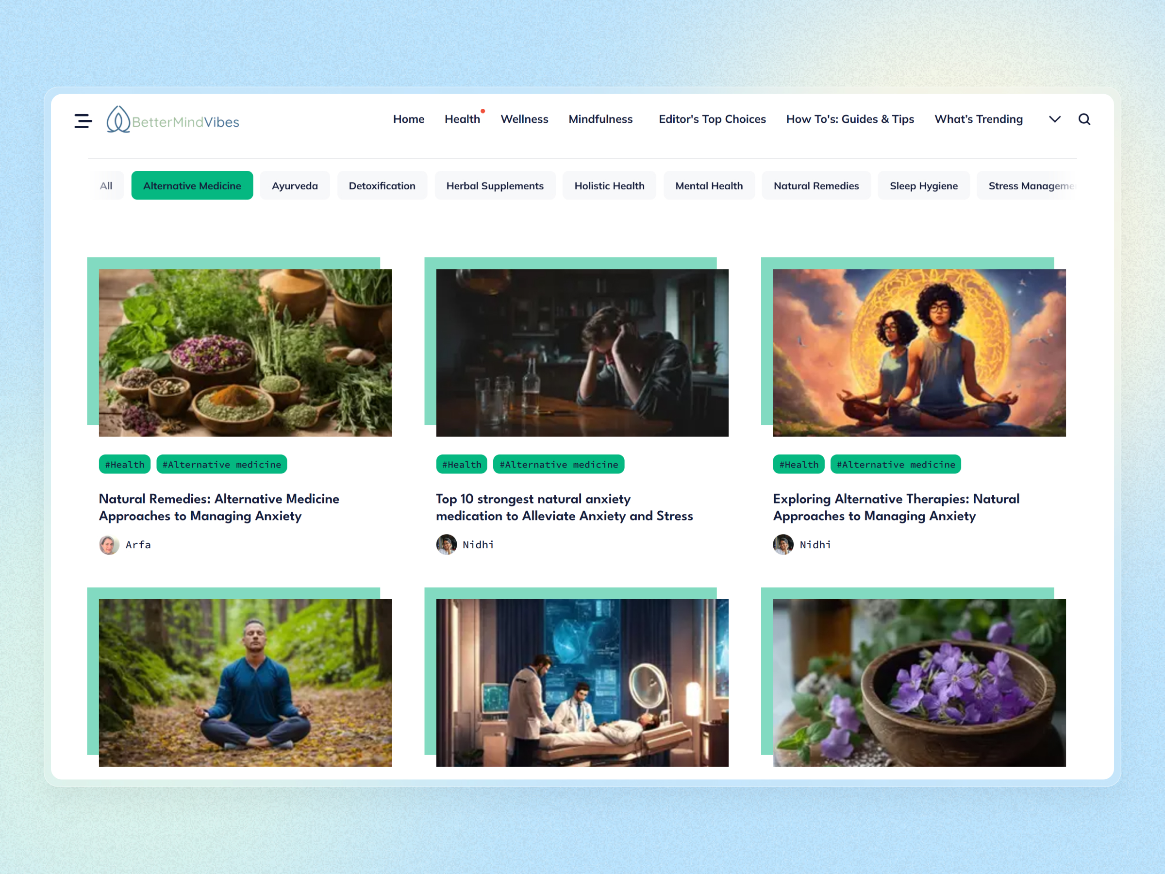 Better Mind Vibes Blog Website | Craftnotion