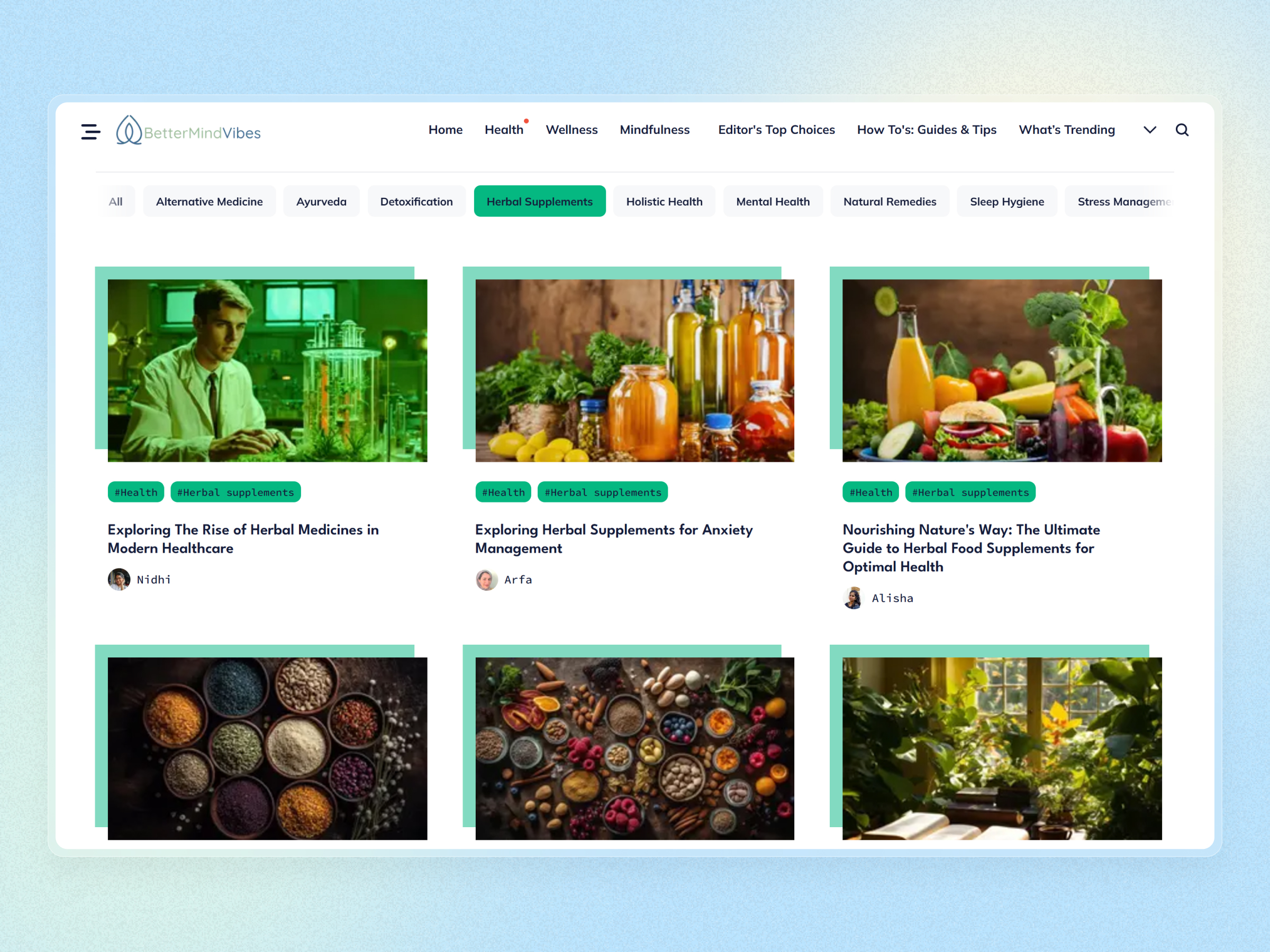 Better Mind Vibes Blog Website | Craftnotion