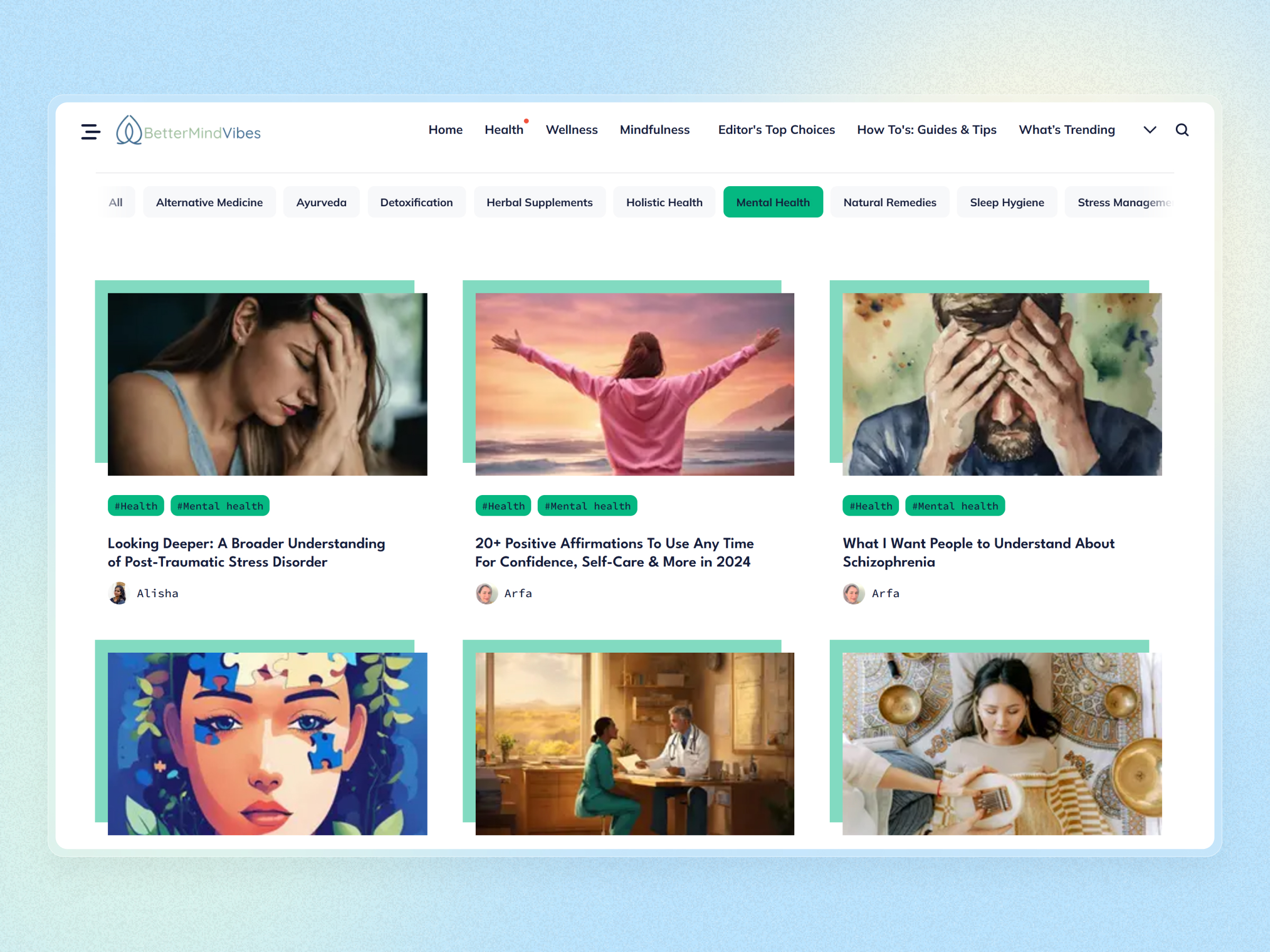 Better Mind Vibes Blog Website | Craftnotion