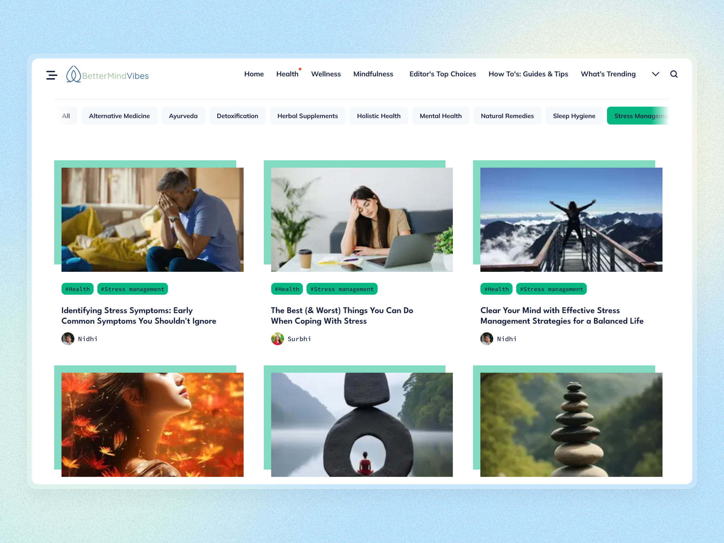 Better Mind Vibes Blog Website | Craftnotion