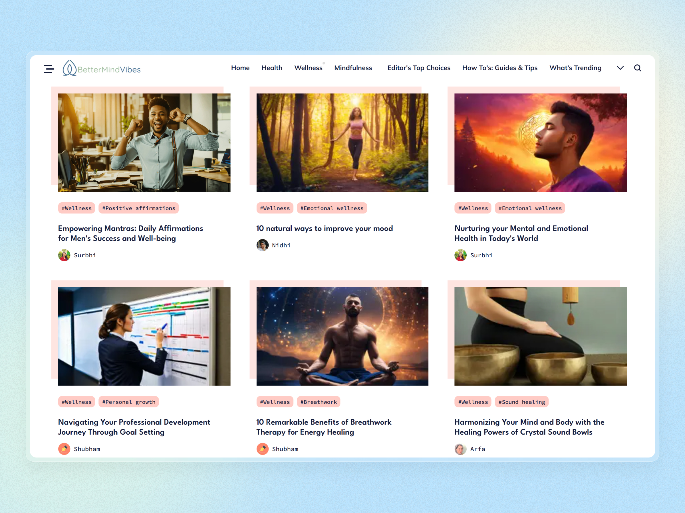 Better Mind Vibes Blog Website | Craftnotion