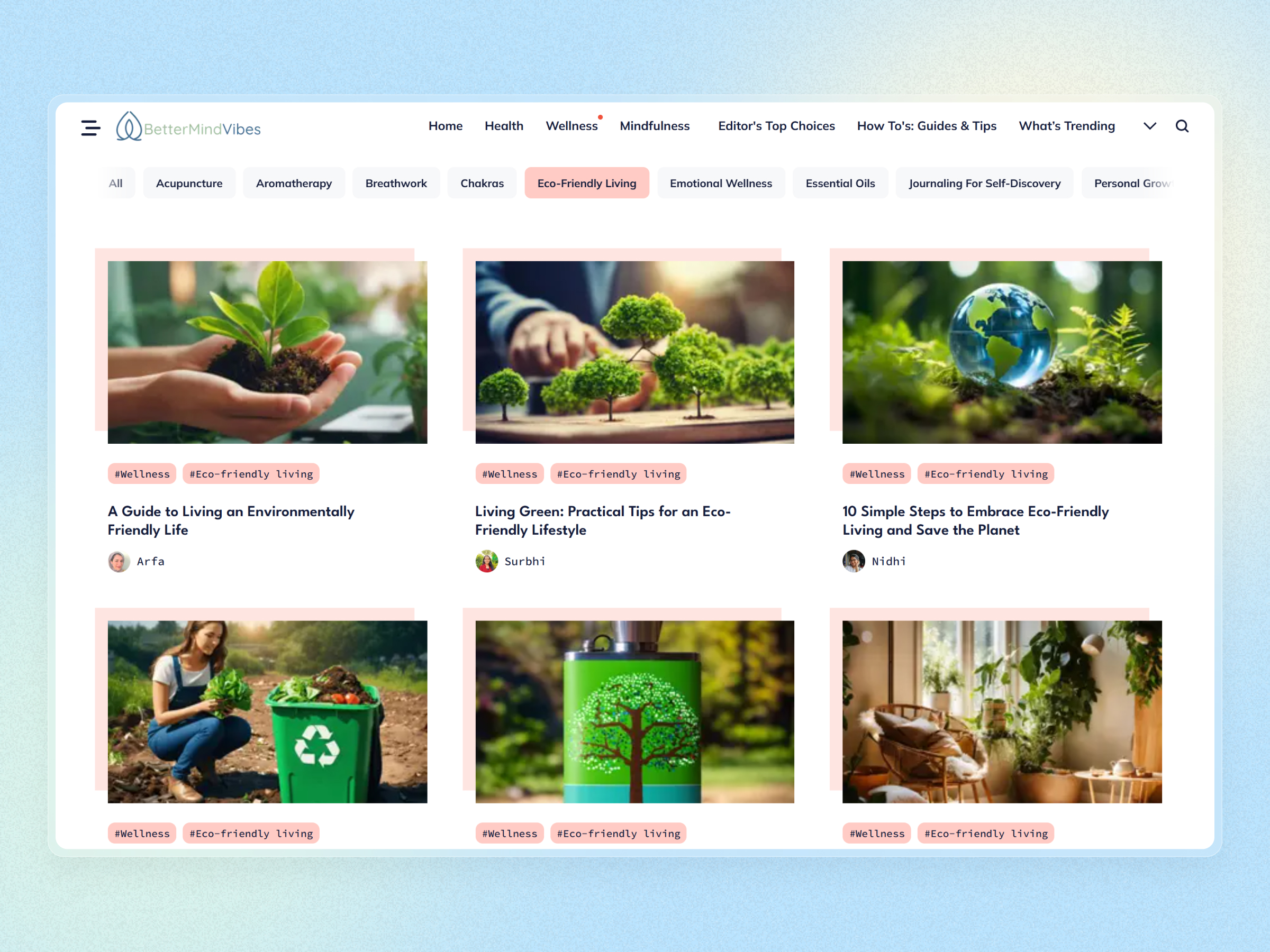 Better Mind Vibes Blog Website | Craftnotion