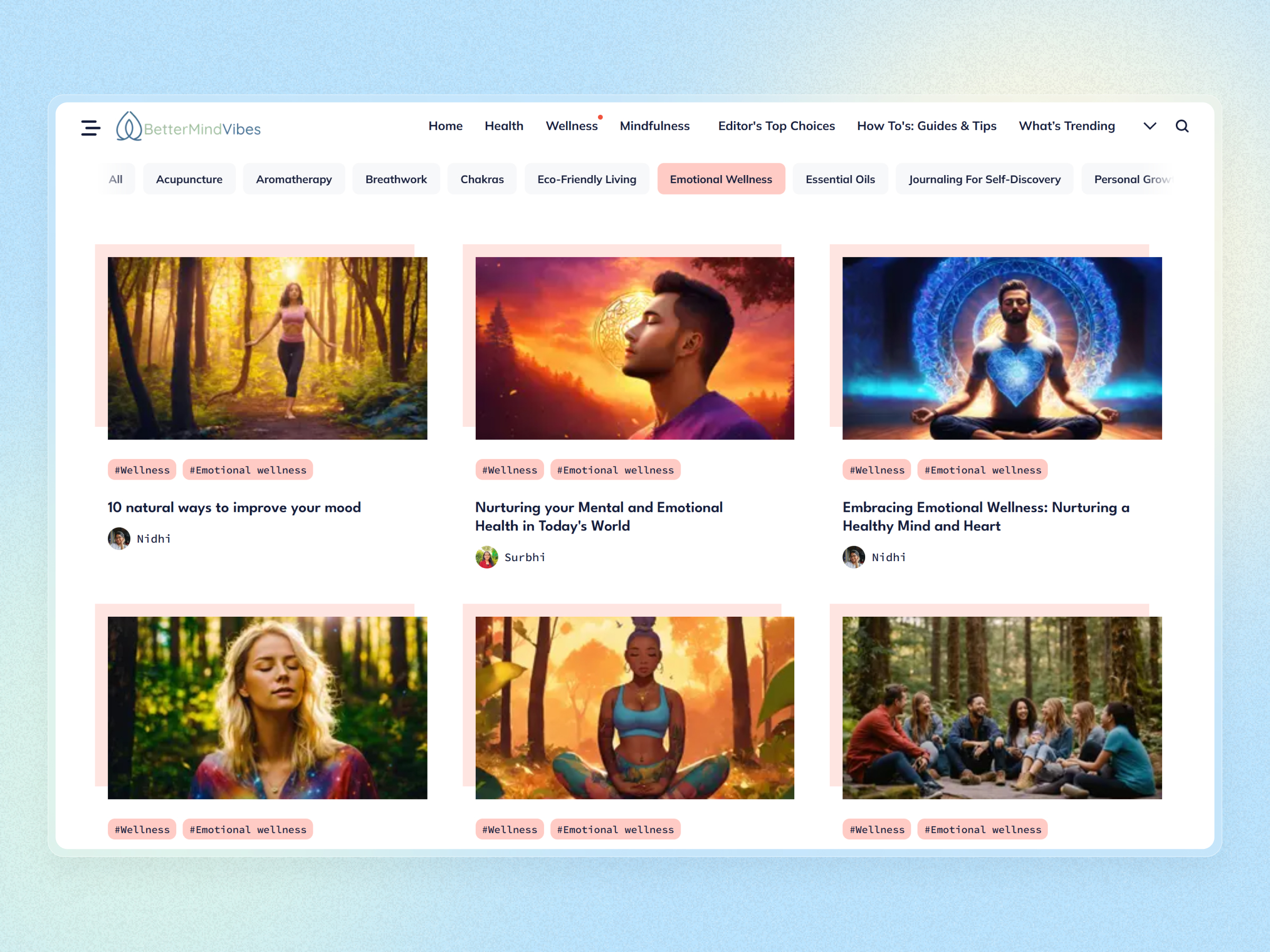 Better Mind Vibes Blog Website | Craftnotion