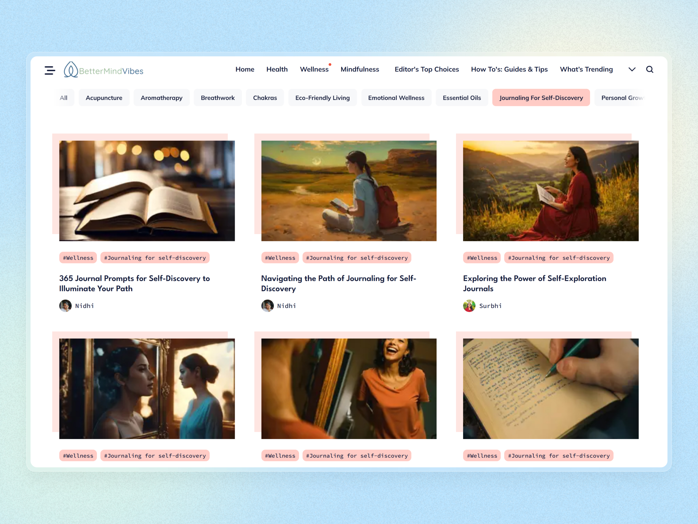 Better Mind Vibes Blog Website | Craftnotion