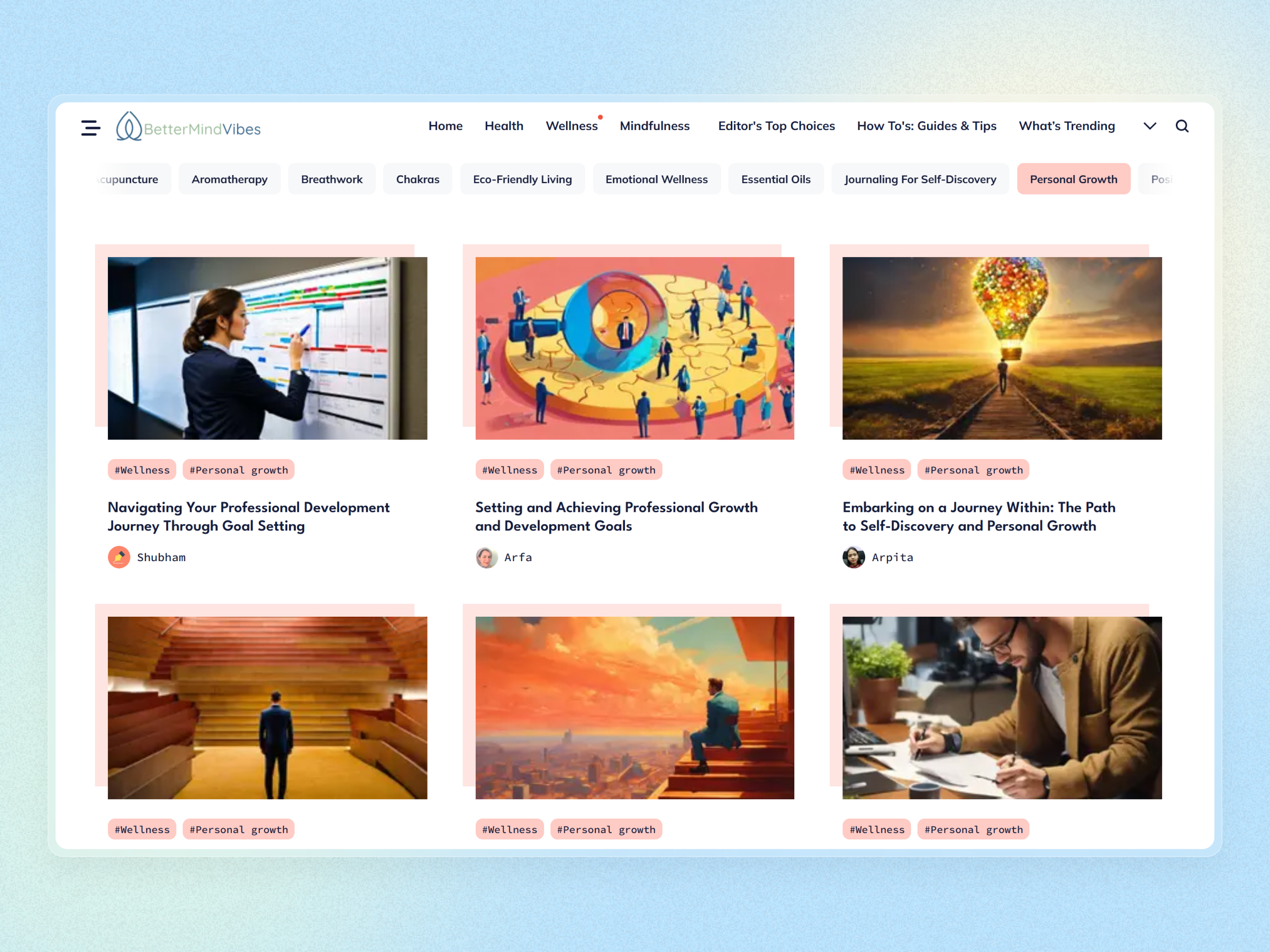 Better Mind Vibes Blog Website | Craftnotion