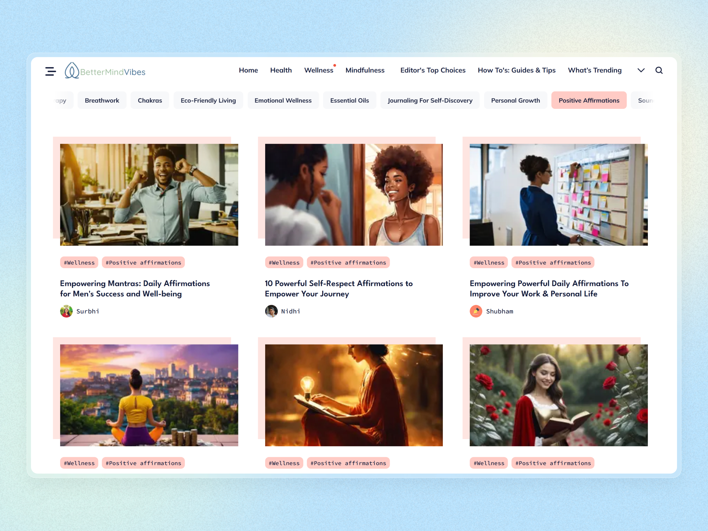 Better Mind Vibes Blog Website | Craftnotion