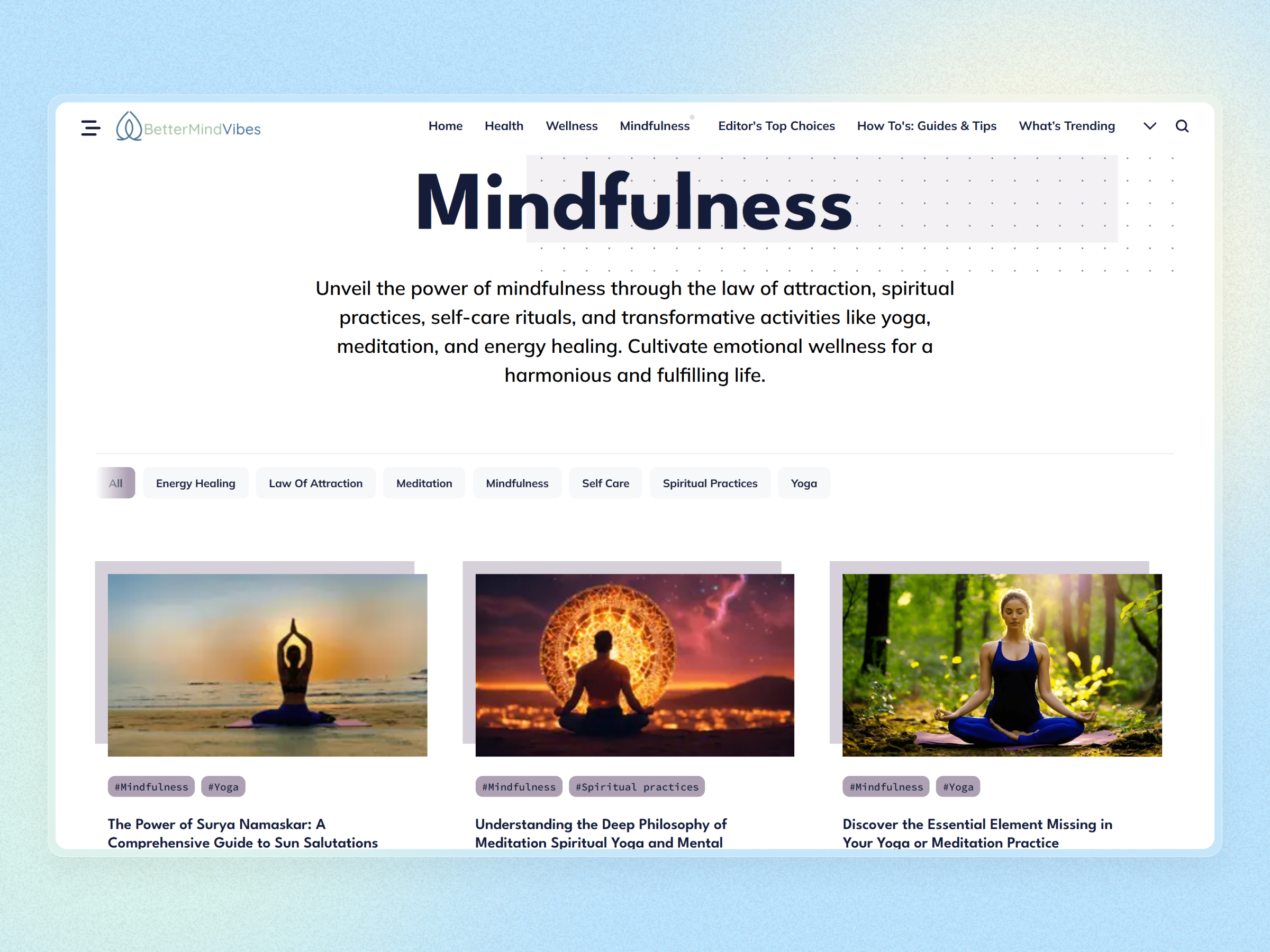 Better Mind Vibes Blog Website | Craftnotion