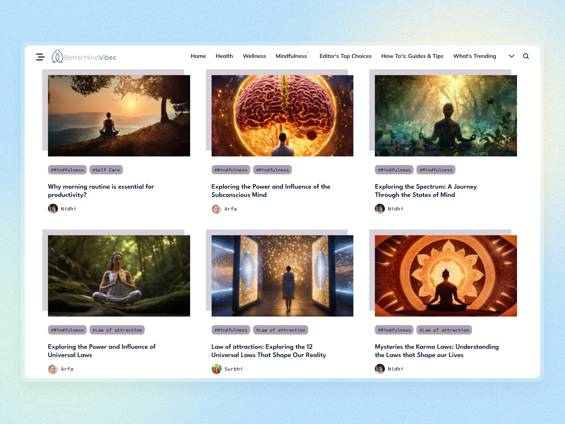 Better Mind Vibes Blog Website | Craftnotion