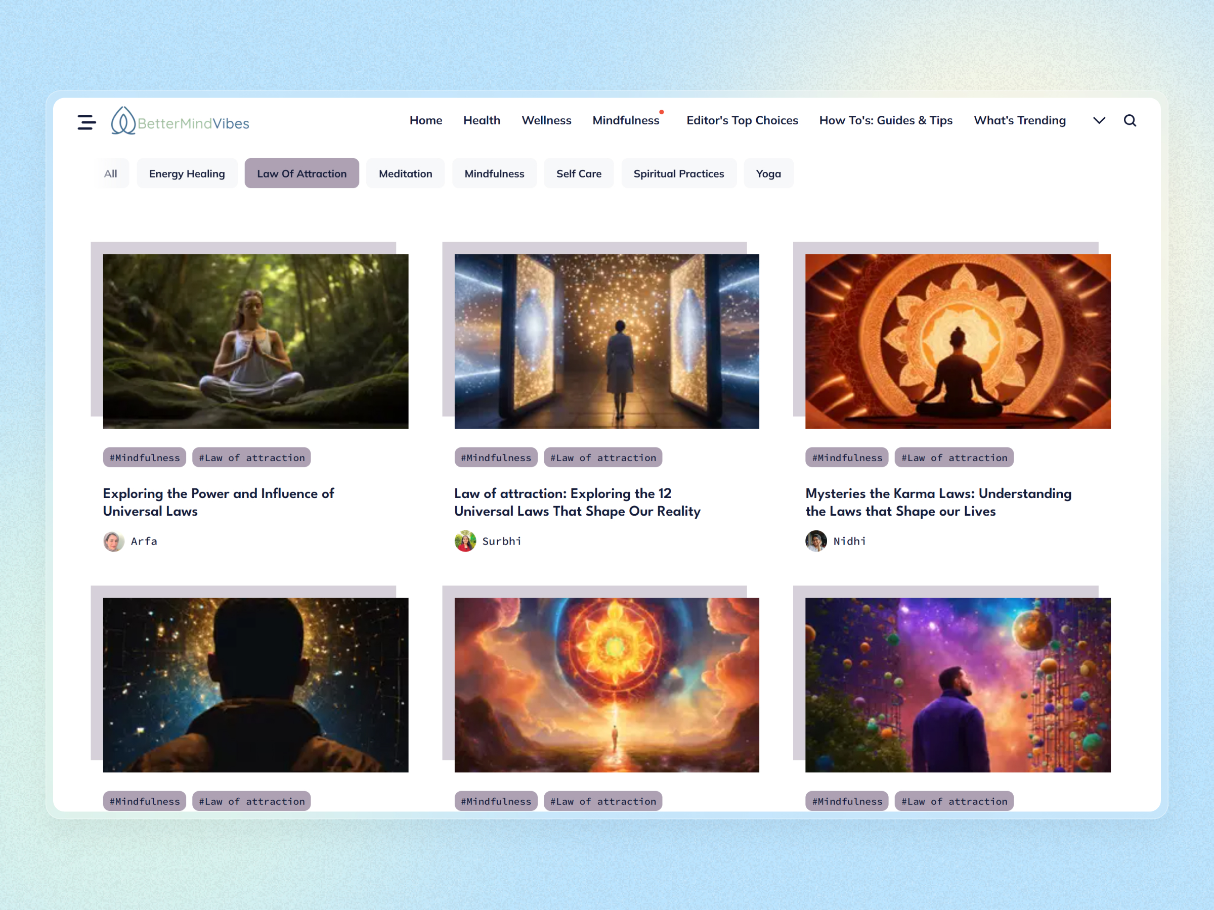 Better Mind Vibes Blog Website | Craftnotion