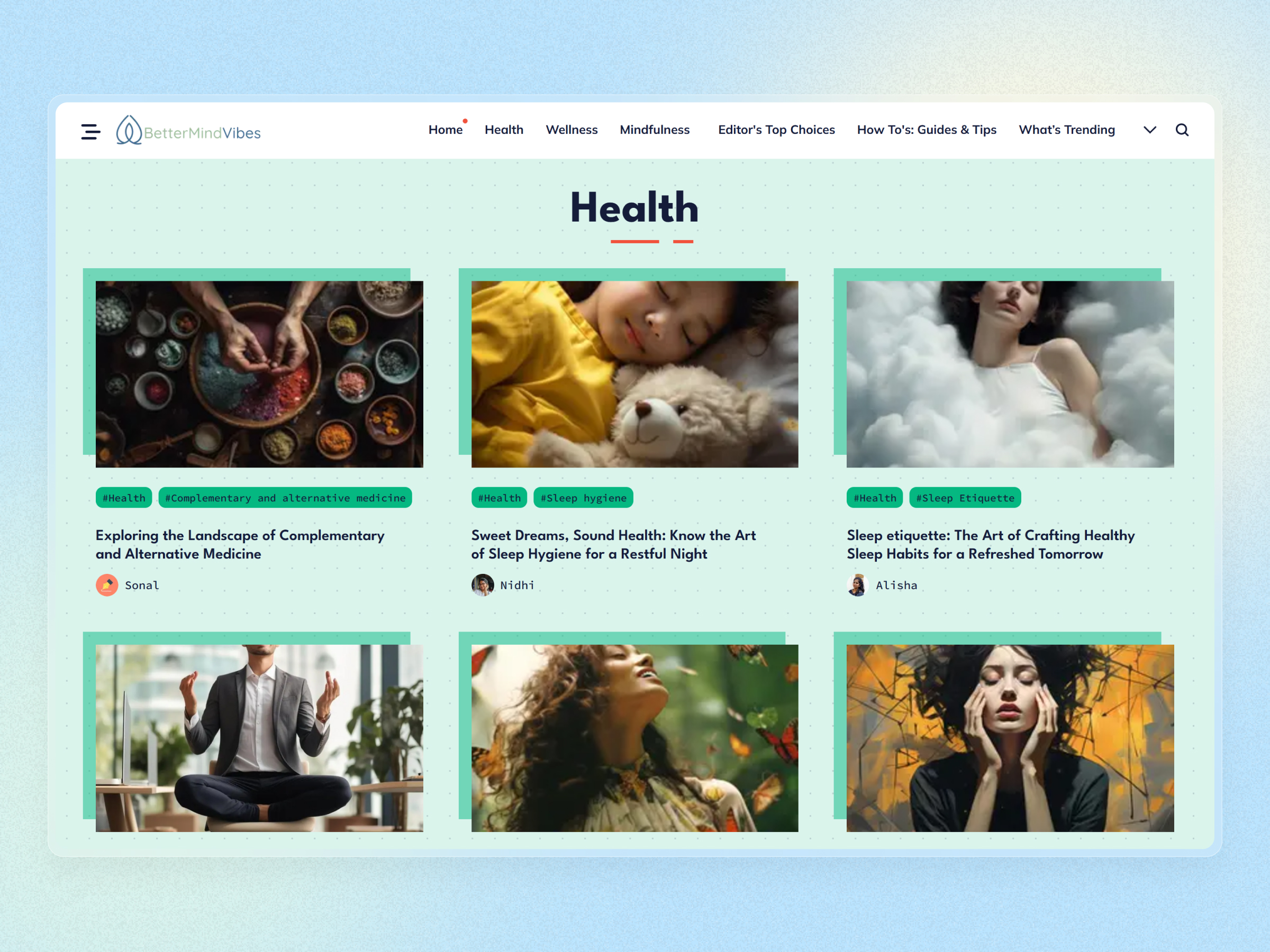 Better Mind Vibes Blog Website | Craftnotion