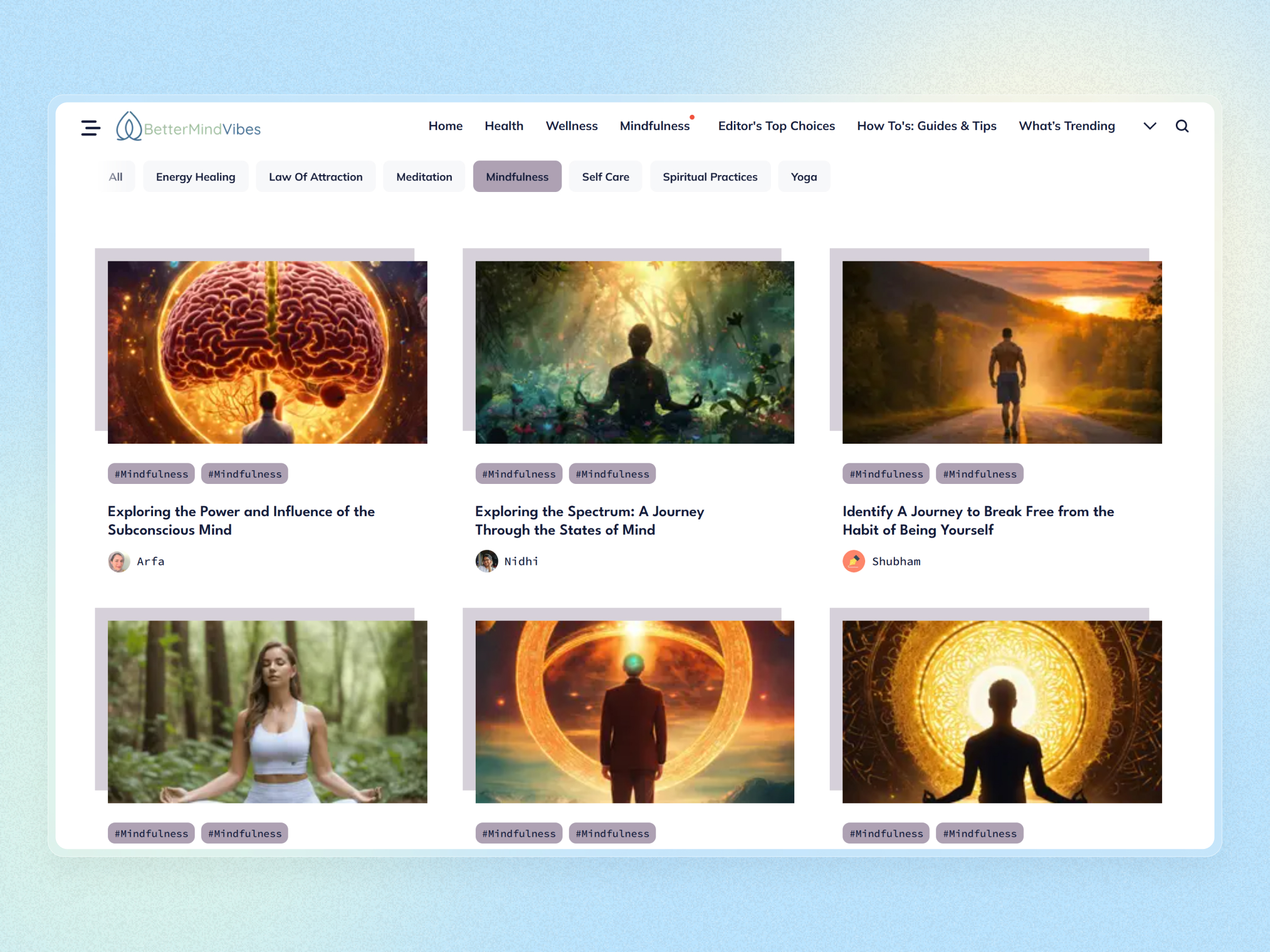 Better Mind Vibes Blog Website | Craftnotion