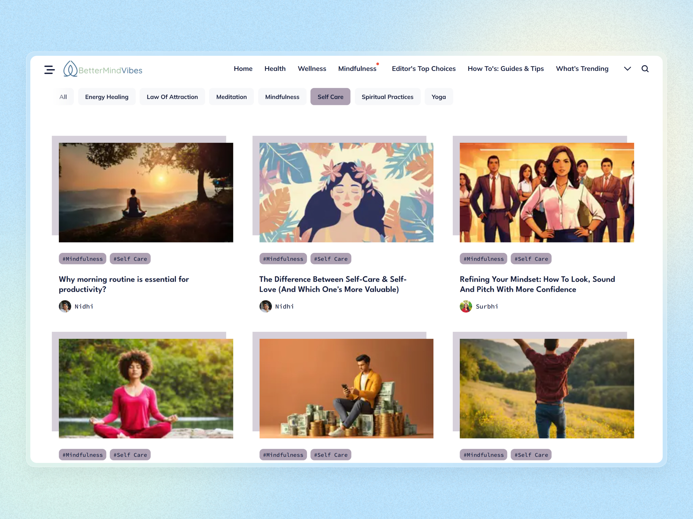 Better Mind Vibes Blog Website | Craftnotion