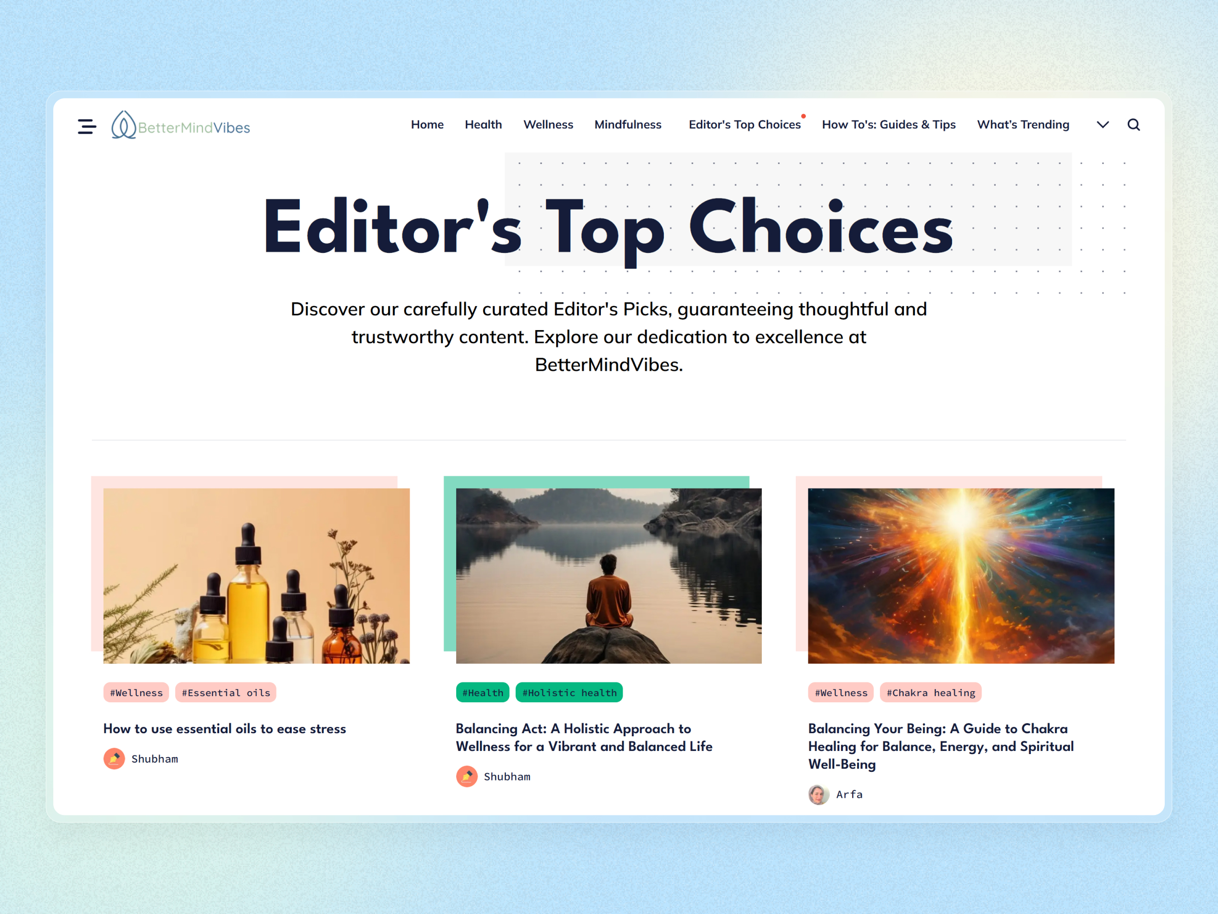 Better Mind Vibes Blog Website | Craftnotion