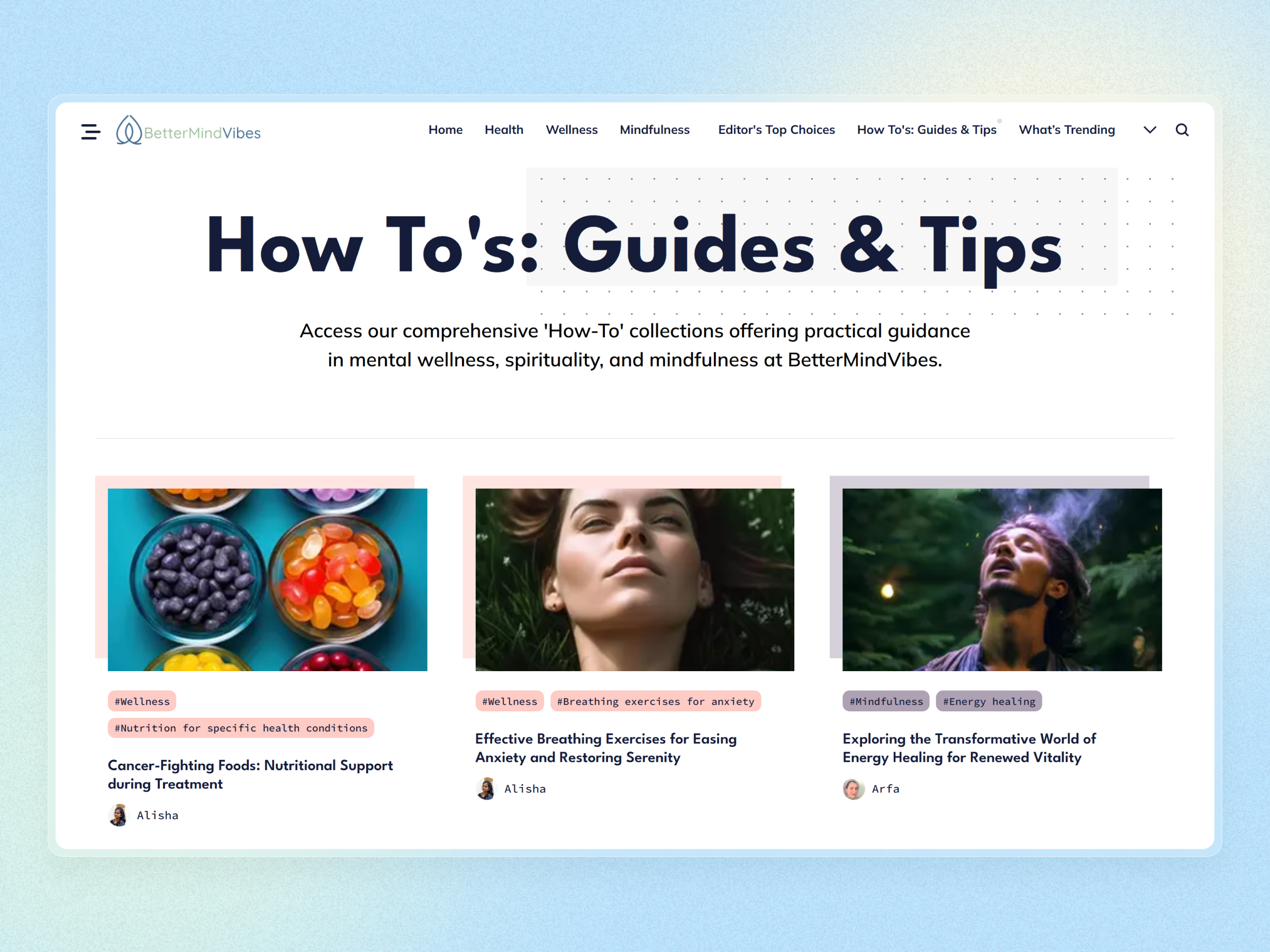 Better Mind Vibes Blog Website | Craftnotion