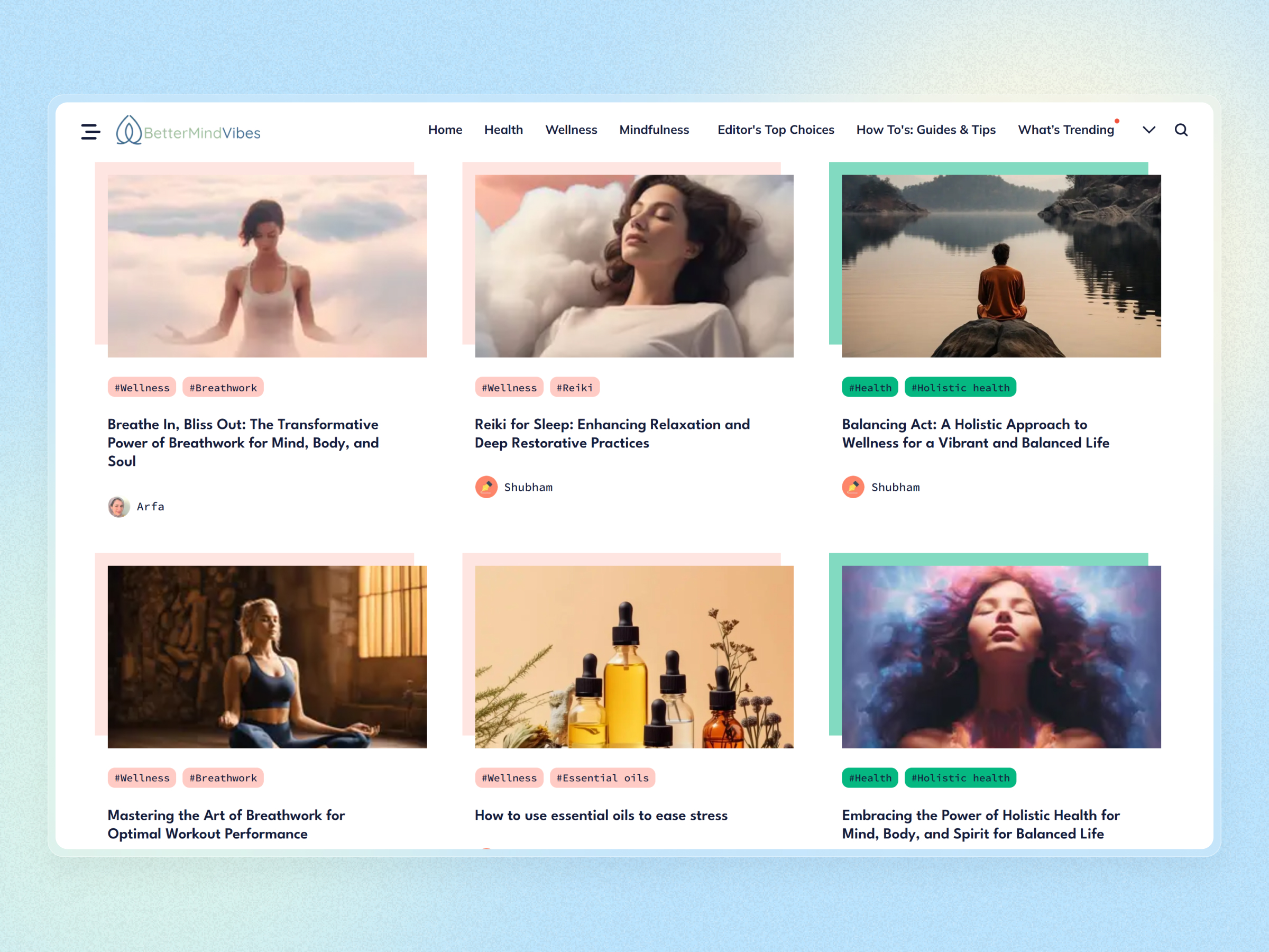 Better Mind Vibes Blog Website | Craftnotion