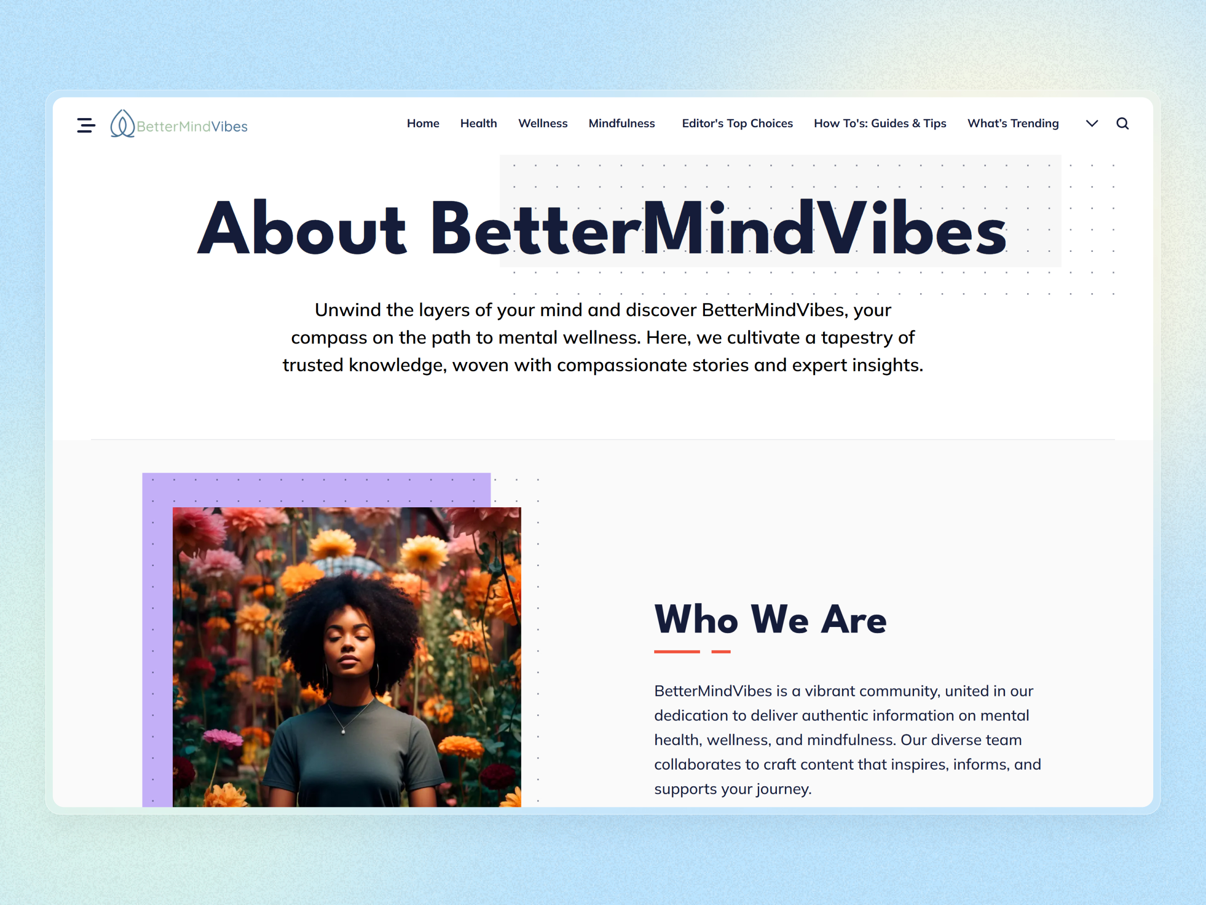 Better Mind Vibes Blog Website | Craftnotion