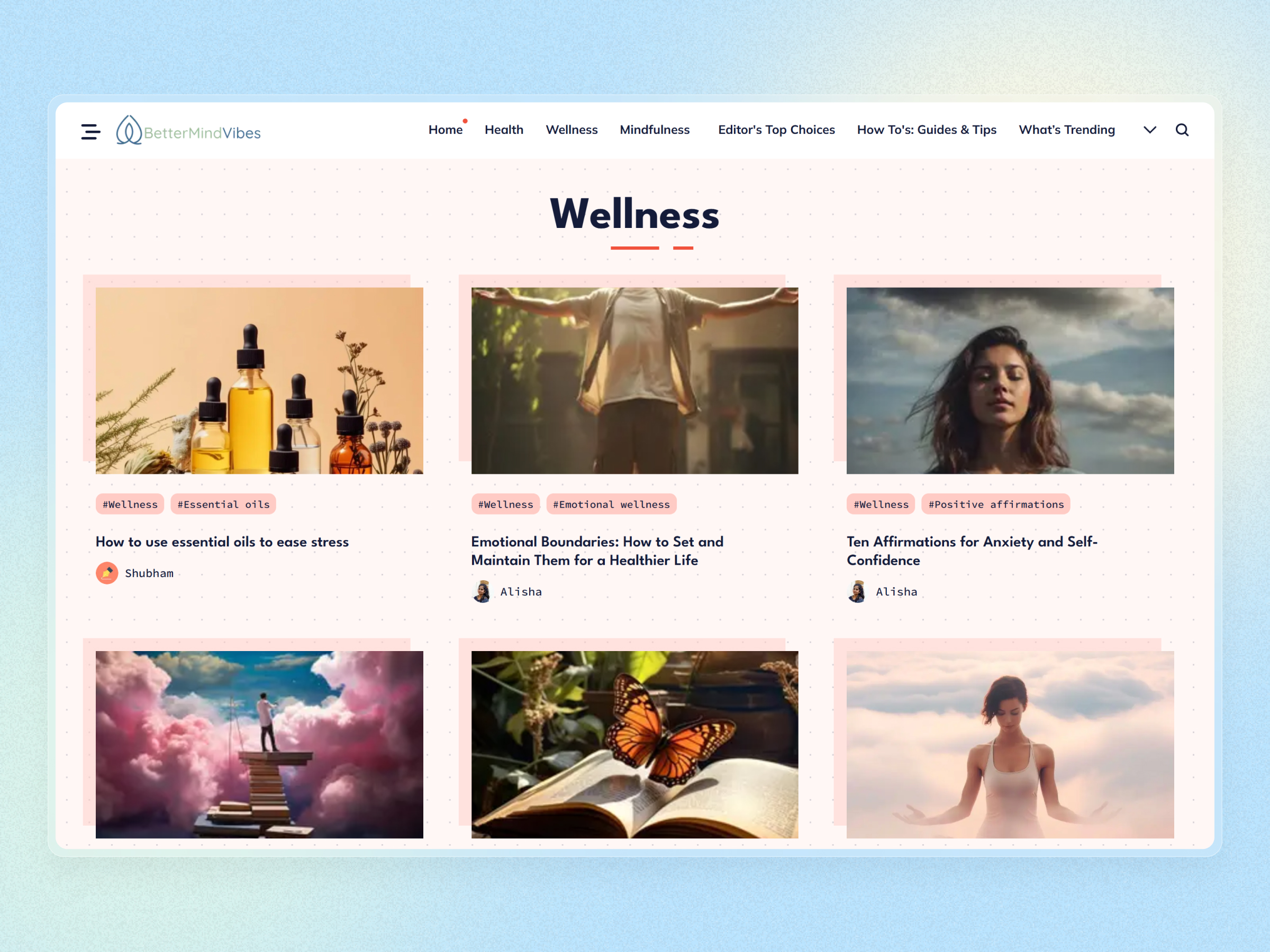 Better Mind Vibes Blog Website | Craftnotion