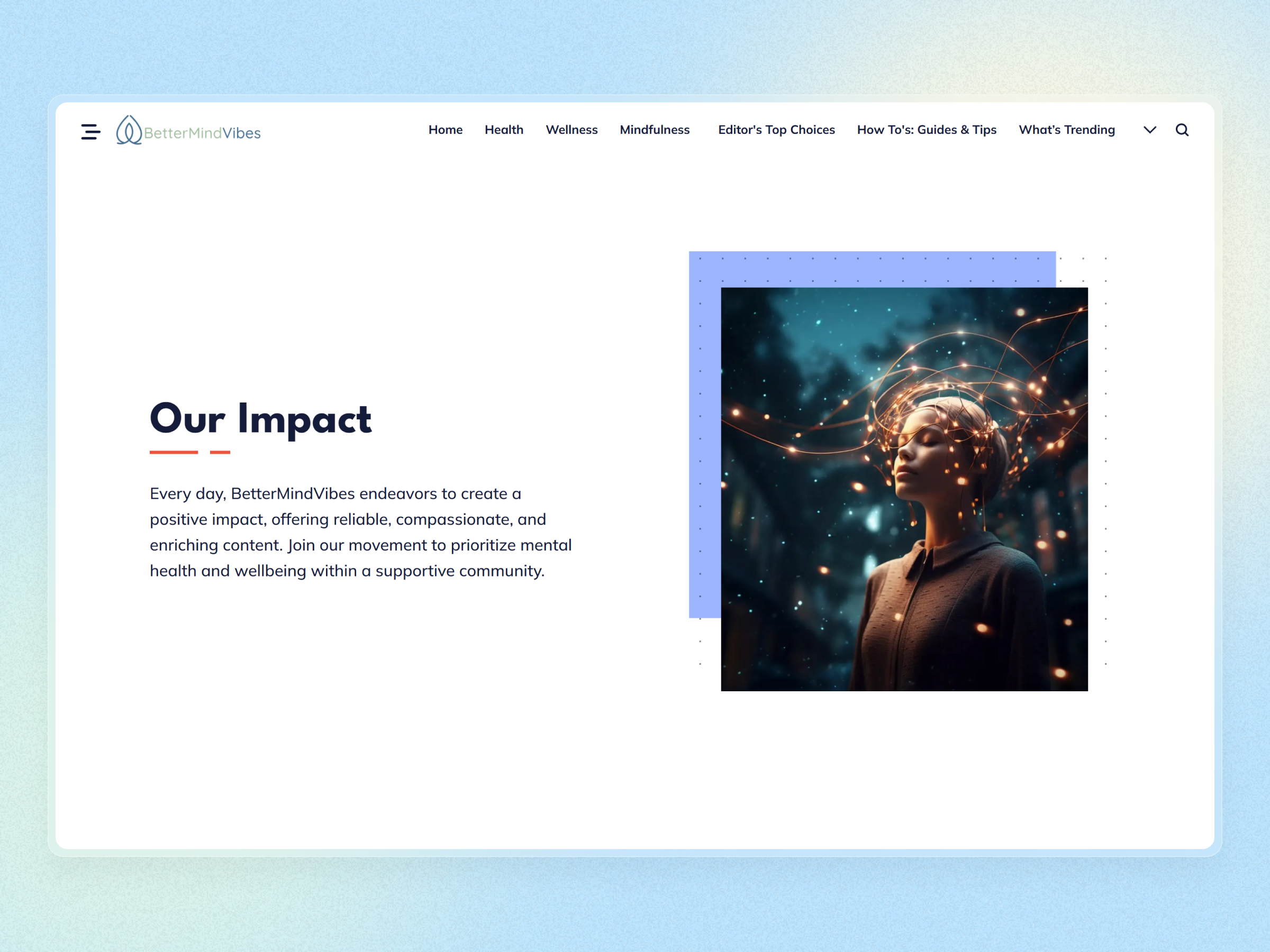 Better Mind Vibes Blog Website | Craftnotion