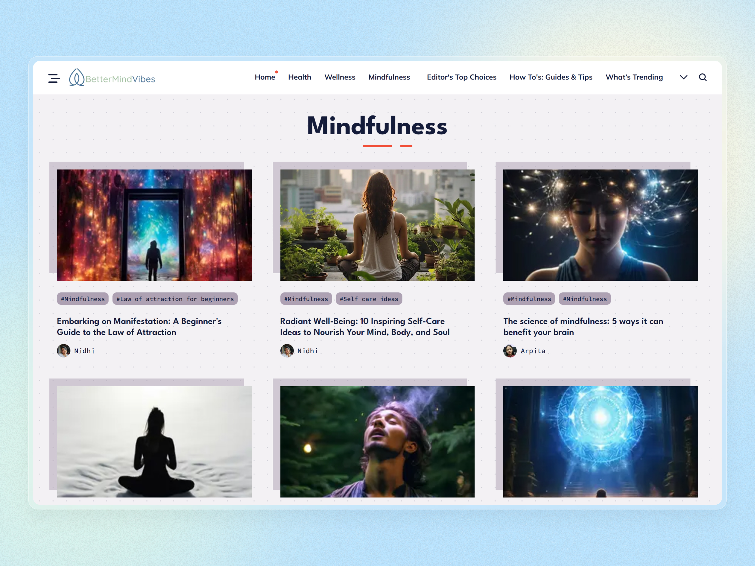 Better Mind Vibes Blog Website | Craftnotion