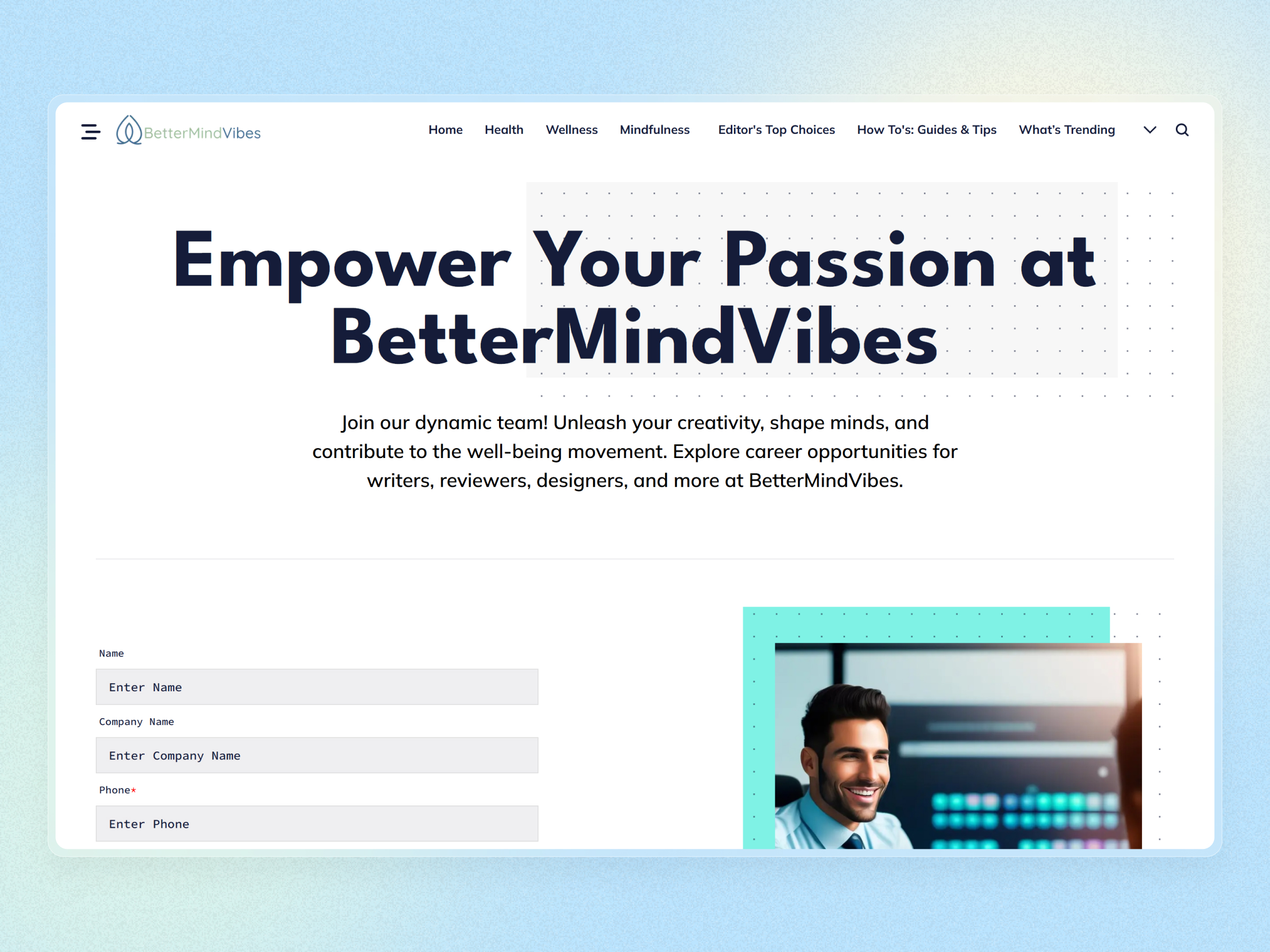 Better Mind Vibes Blog Website | Craftnotion