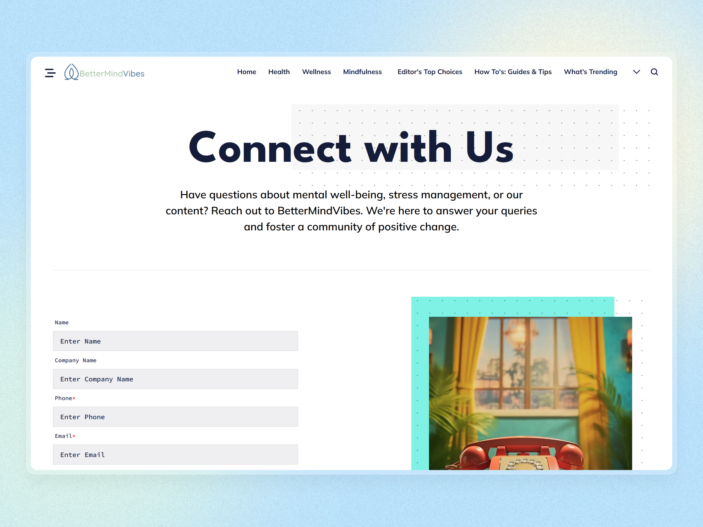 Better Mind Vibes Blog Website | Craftnotion