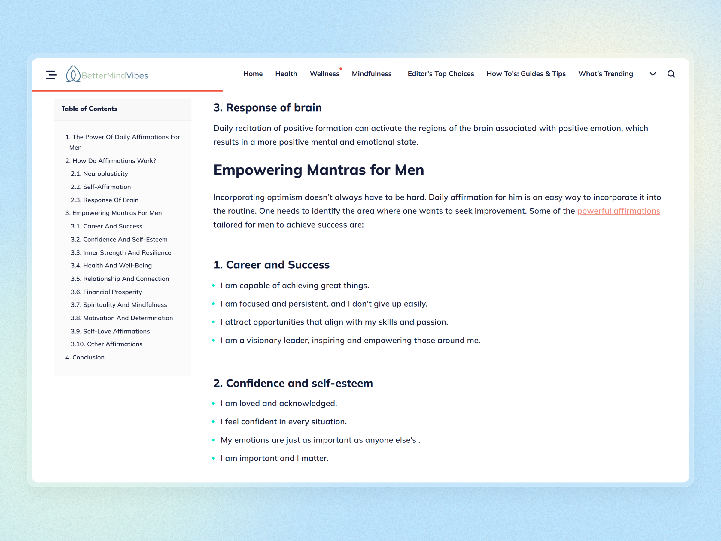 Better Mind Vibes Blog Website | Craftnotion