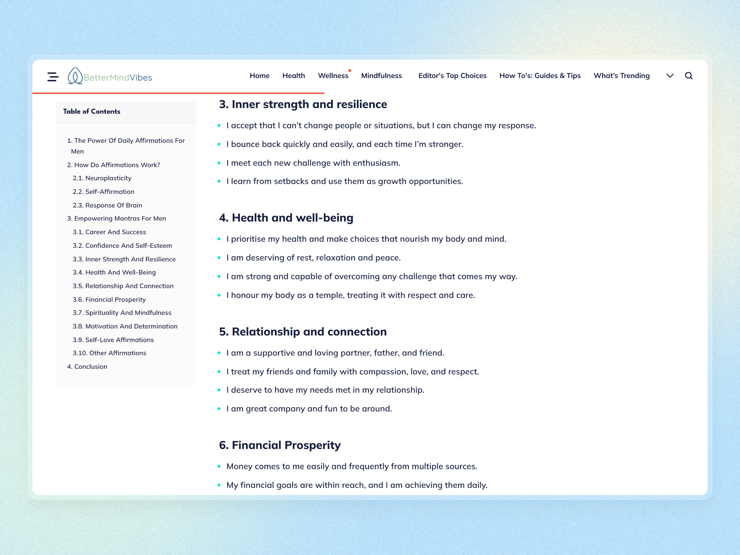 Better Mind Vibes Blog Website | Craftnotion