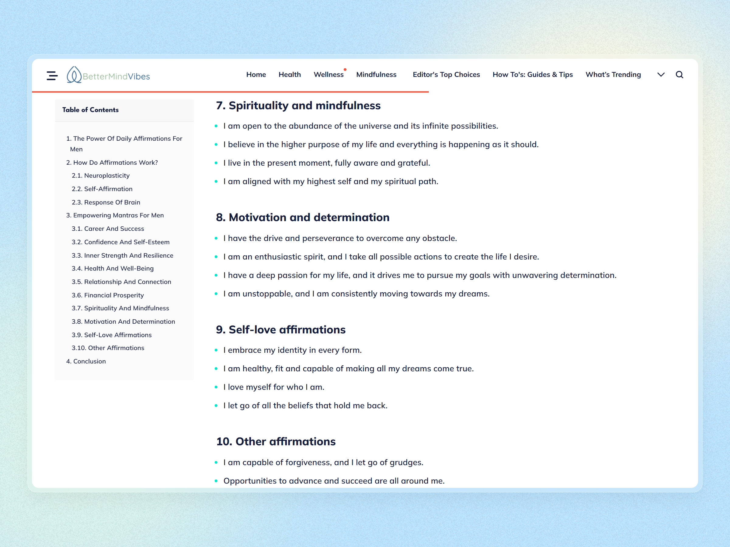 Better Mind Vibes Blog Website | Craftnotion
