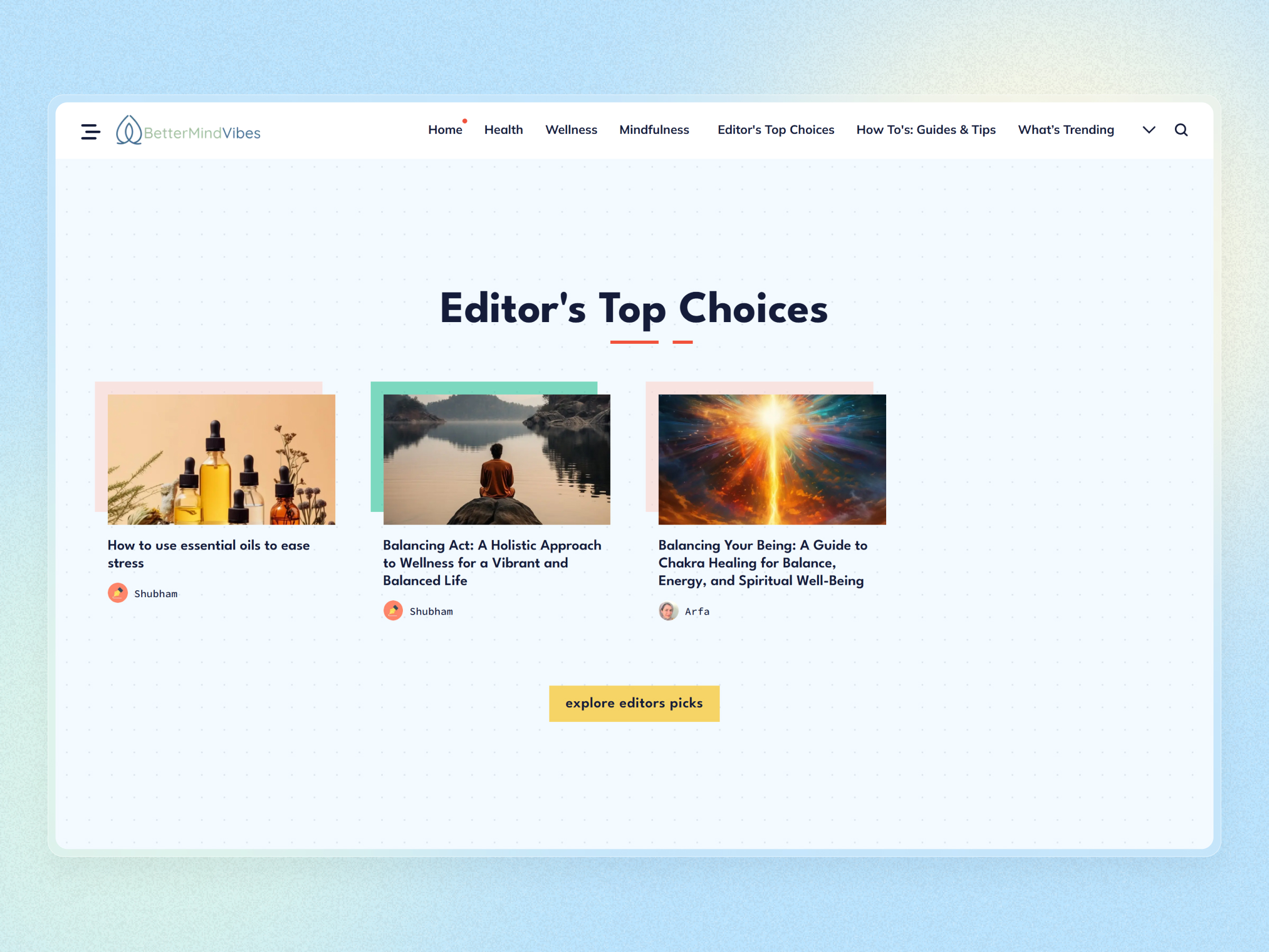 Better Mind Vibes Blog Website | Craftnotion