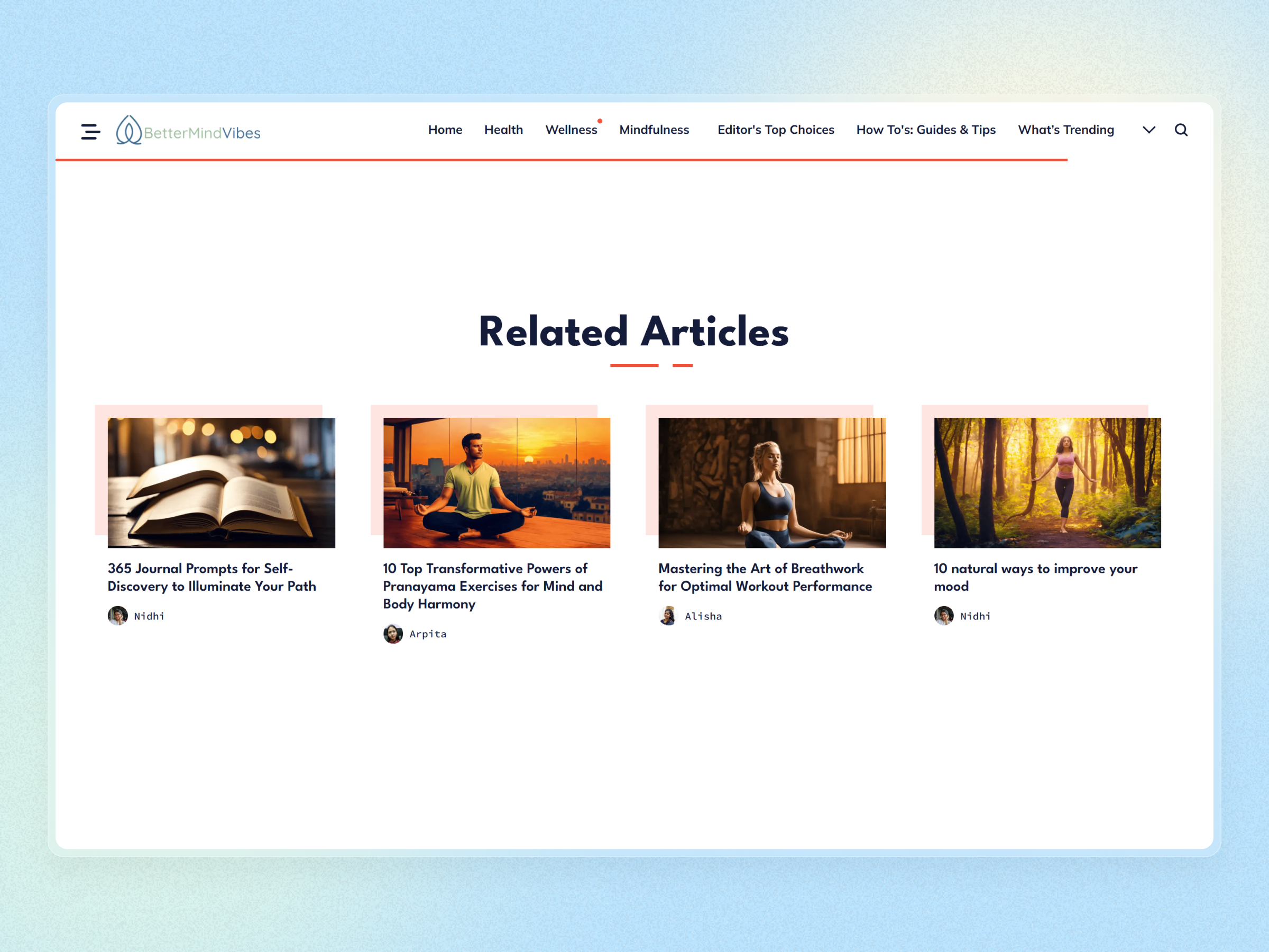 Better Mind Vibes Blog Website | Craftnotion