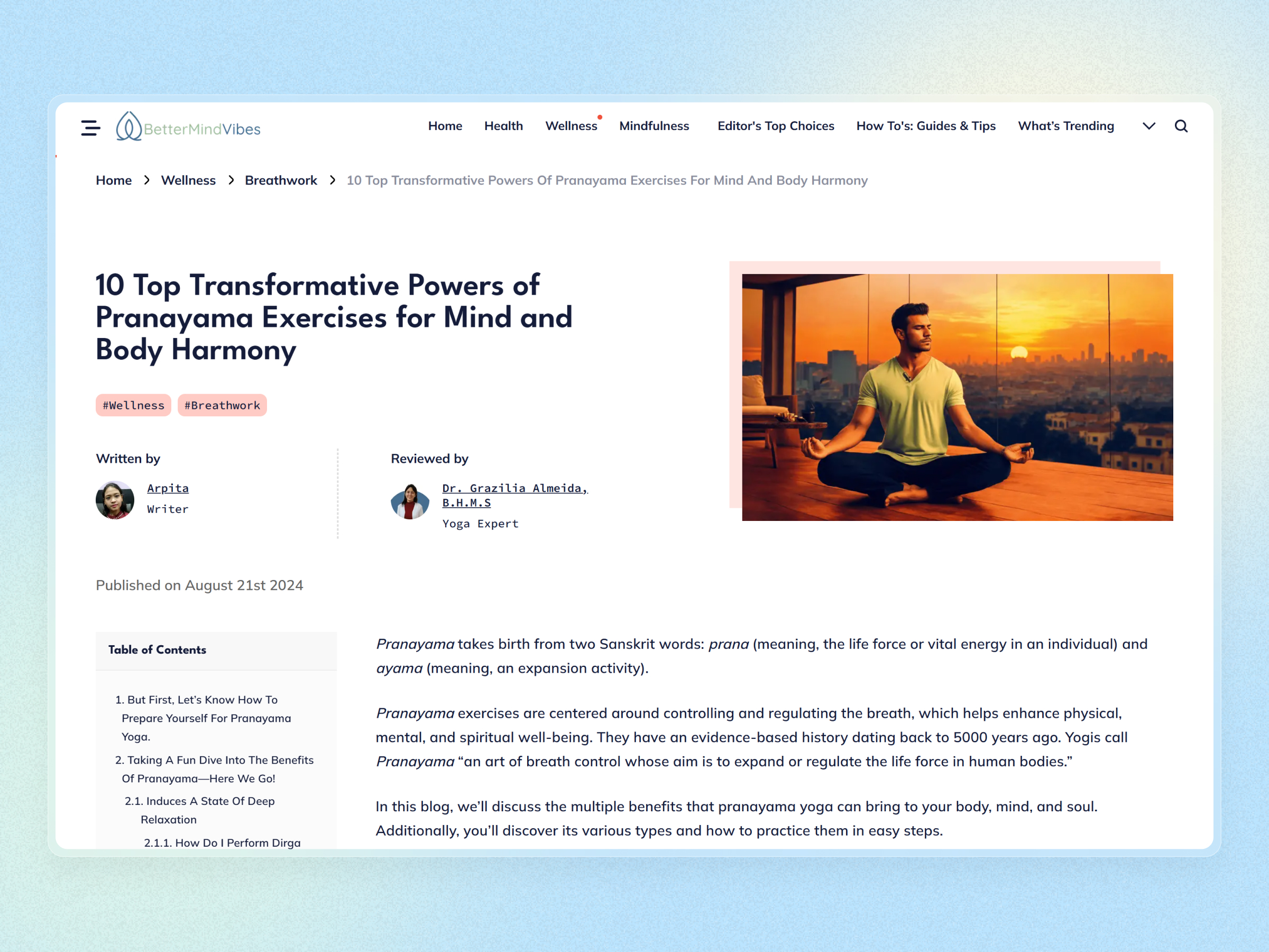 Better Mind Vibes Blog Website | Craftnotion