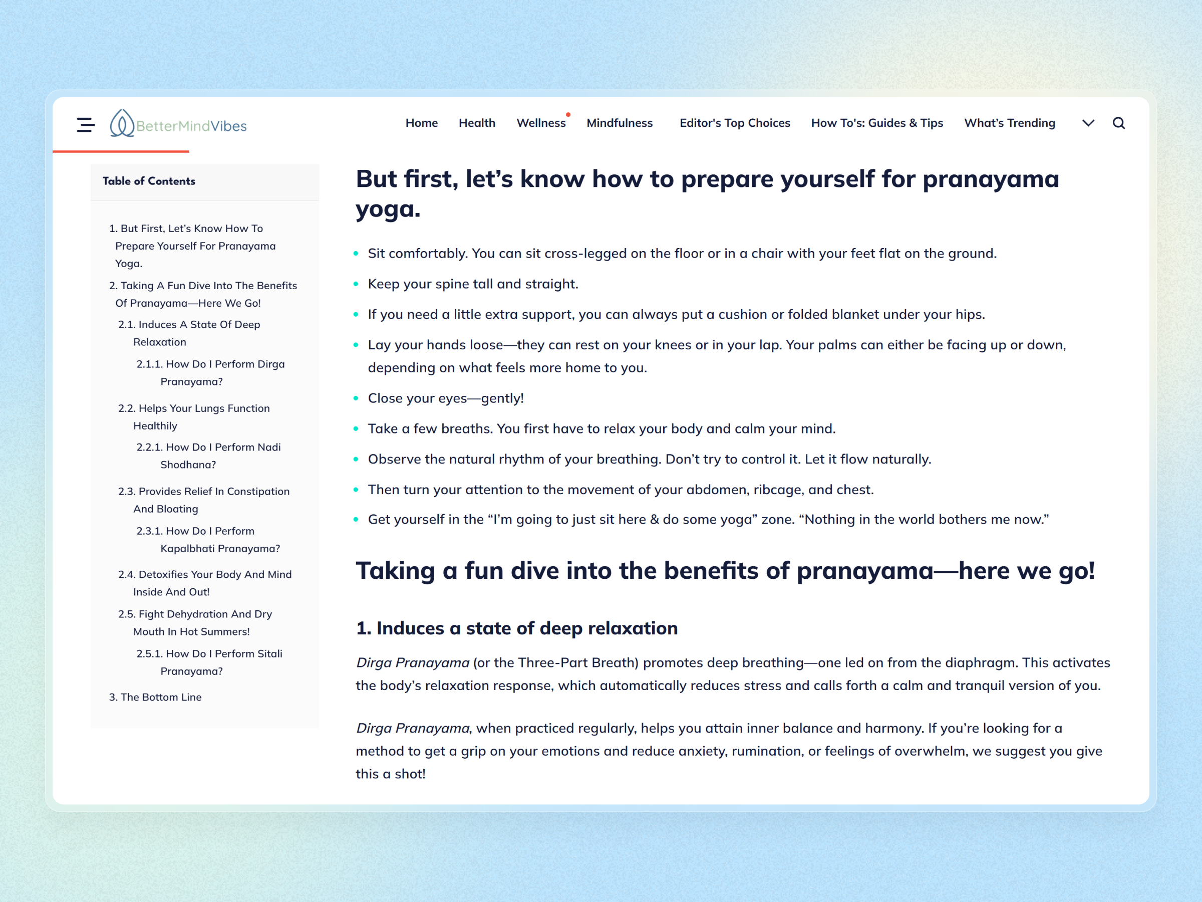 Better Mind Vibes Blog Website | Craftnotion