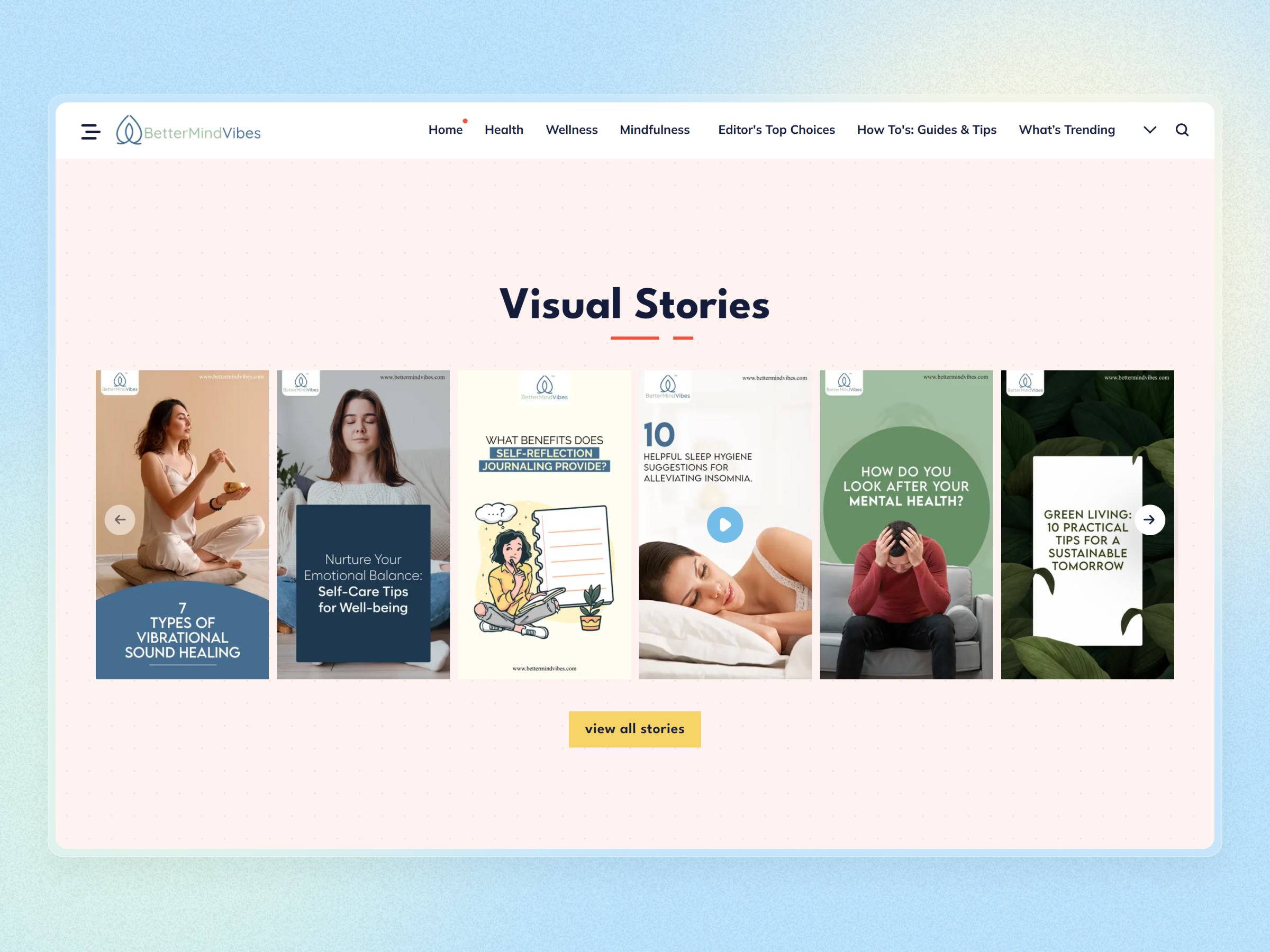 Better Mind Vibes Blog Website | Craftnotion