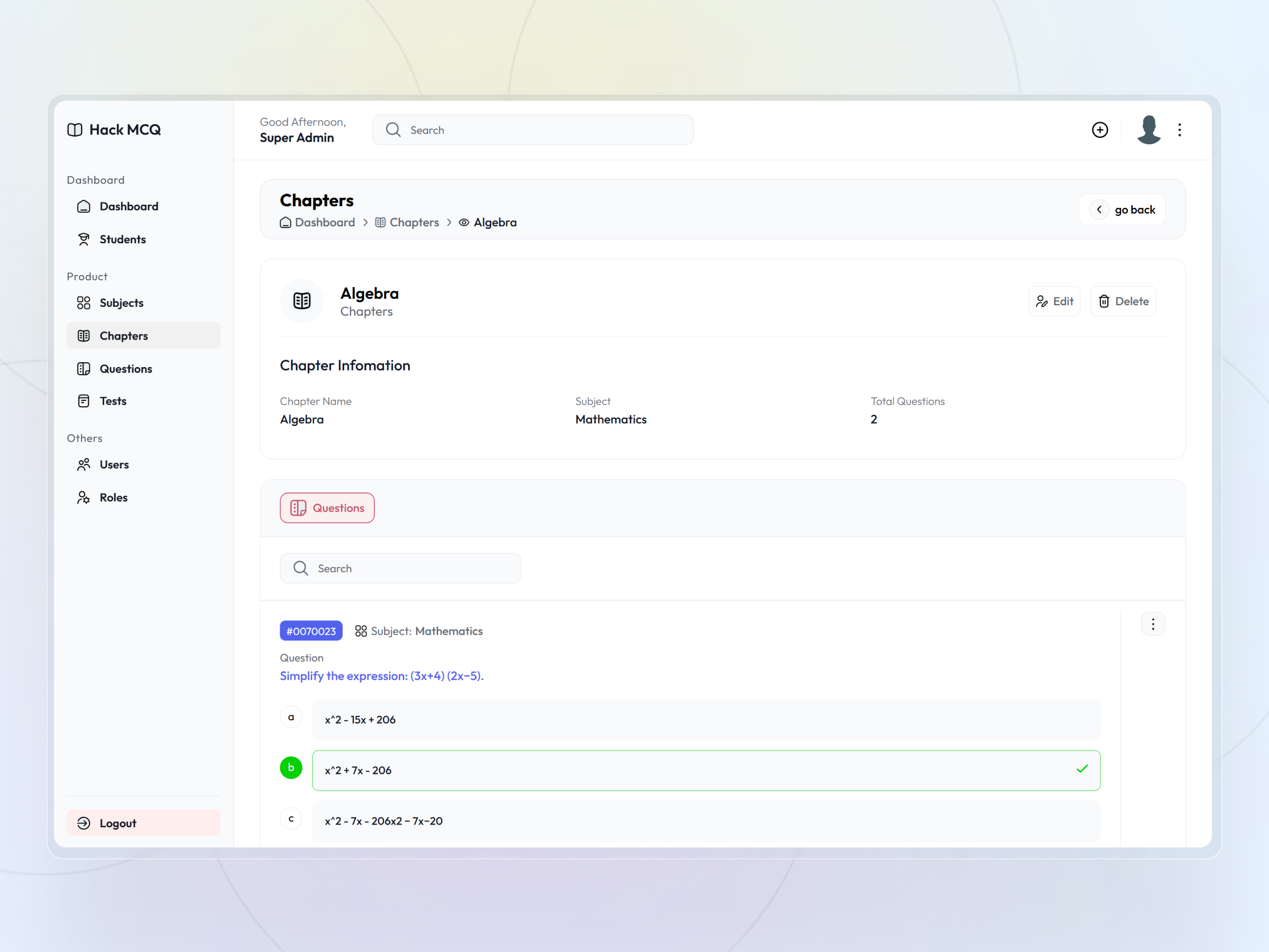 HackMCQ Adaptive Exam Practice Platform