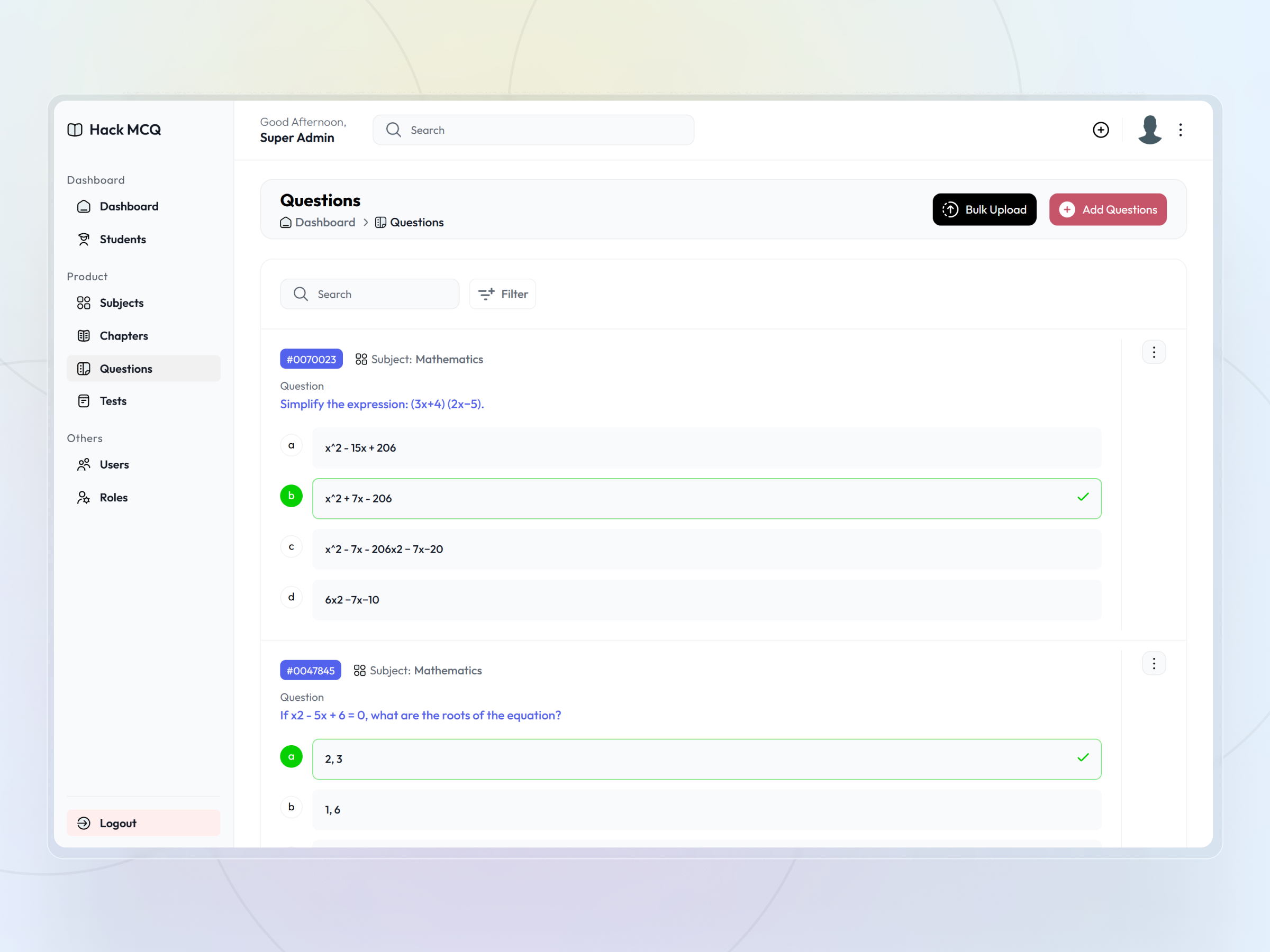 HackMCQ Adaptive Exam Practice Platform