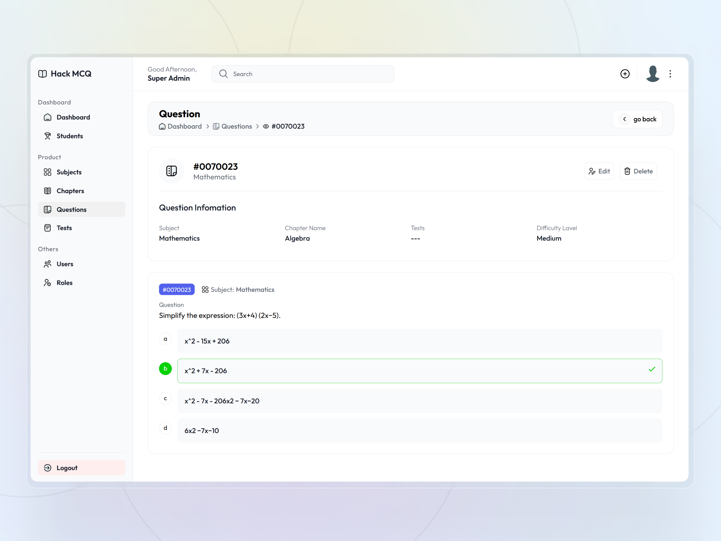 HackMCQ Adaptive Exam Practice Platform