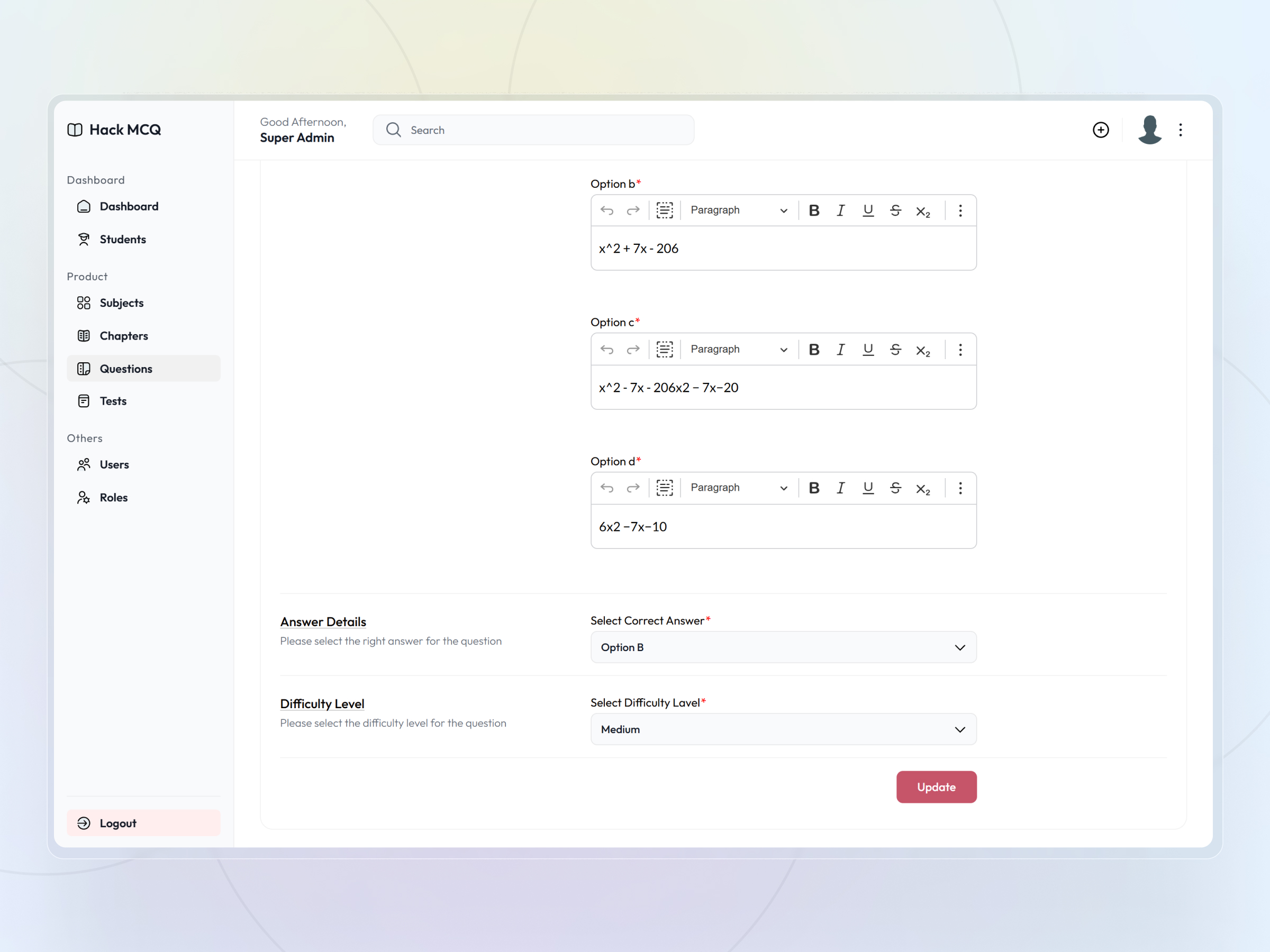 HackMCQ Adaptive Exam Practice Platform