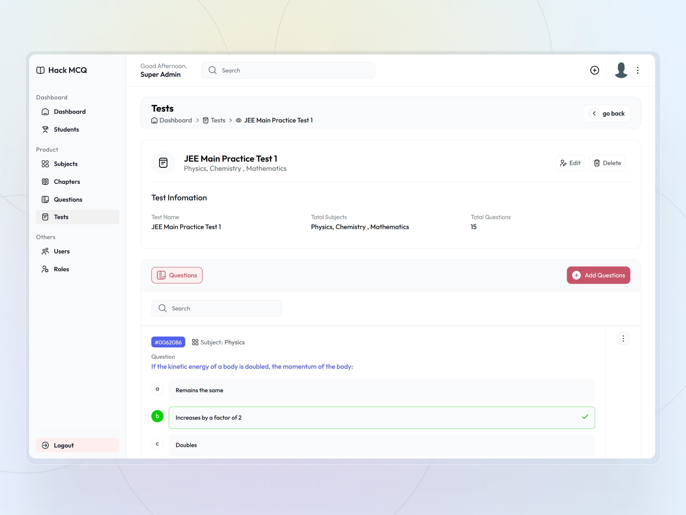 HackMCQ Adaptive Exam Practice Platform