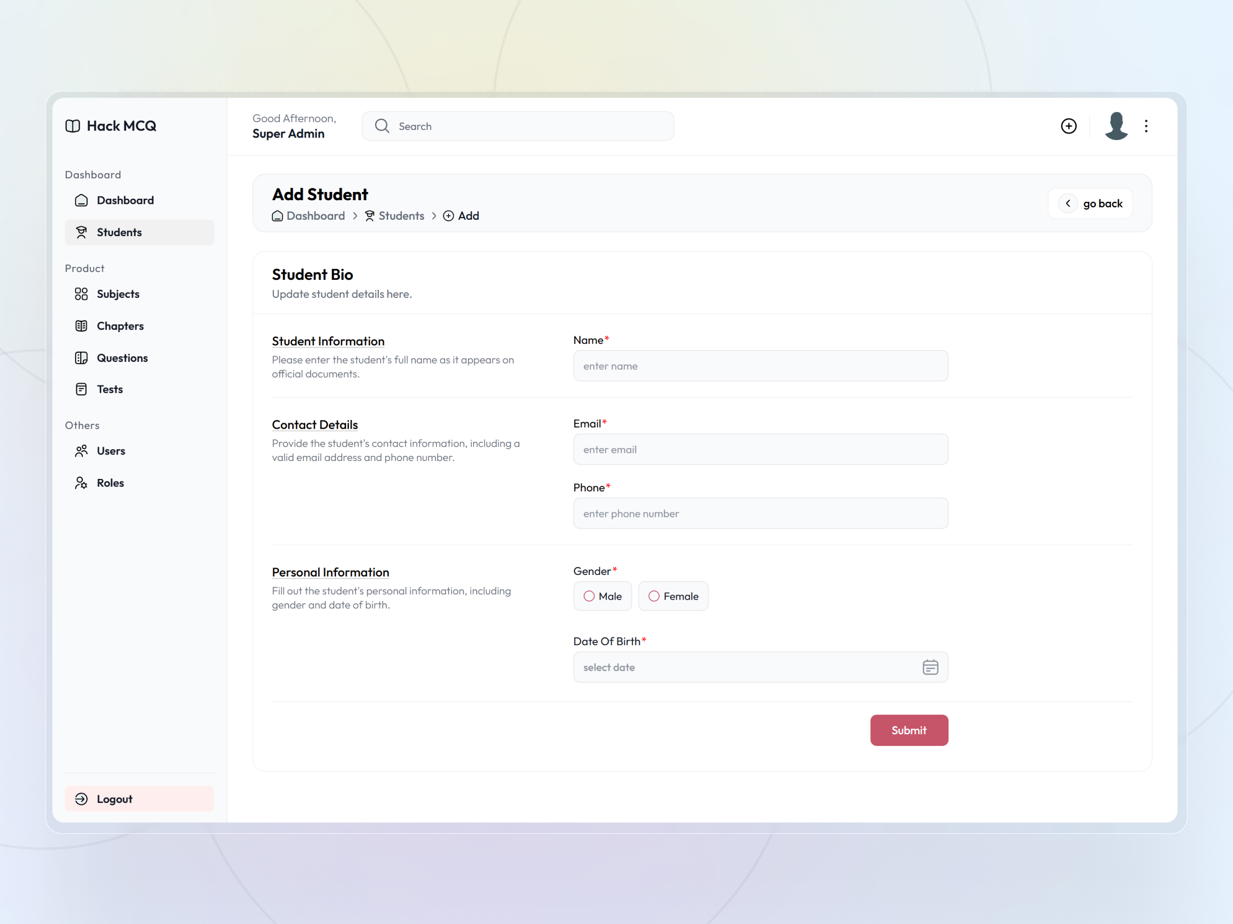 HackMCQ Adaptive Exam Practice Platform