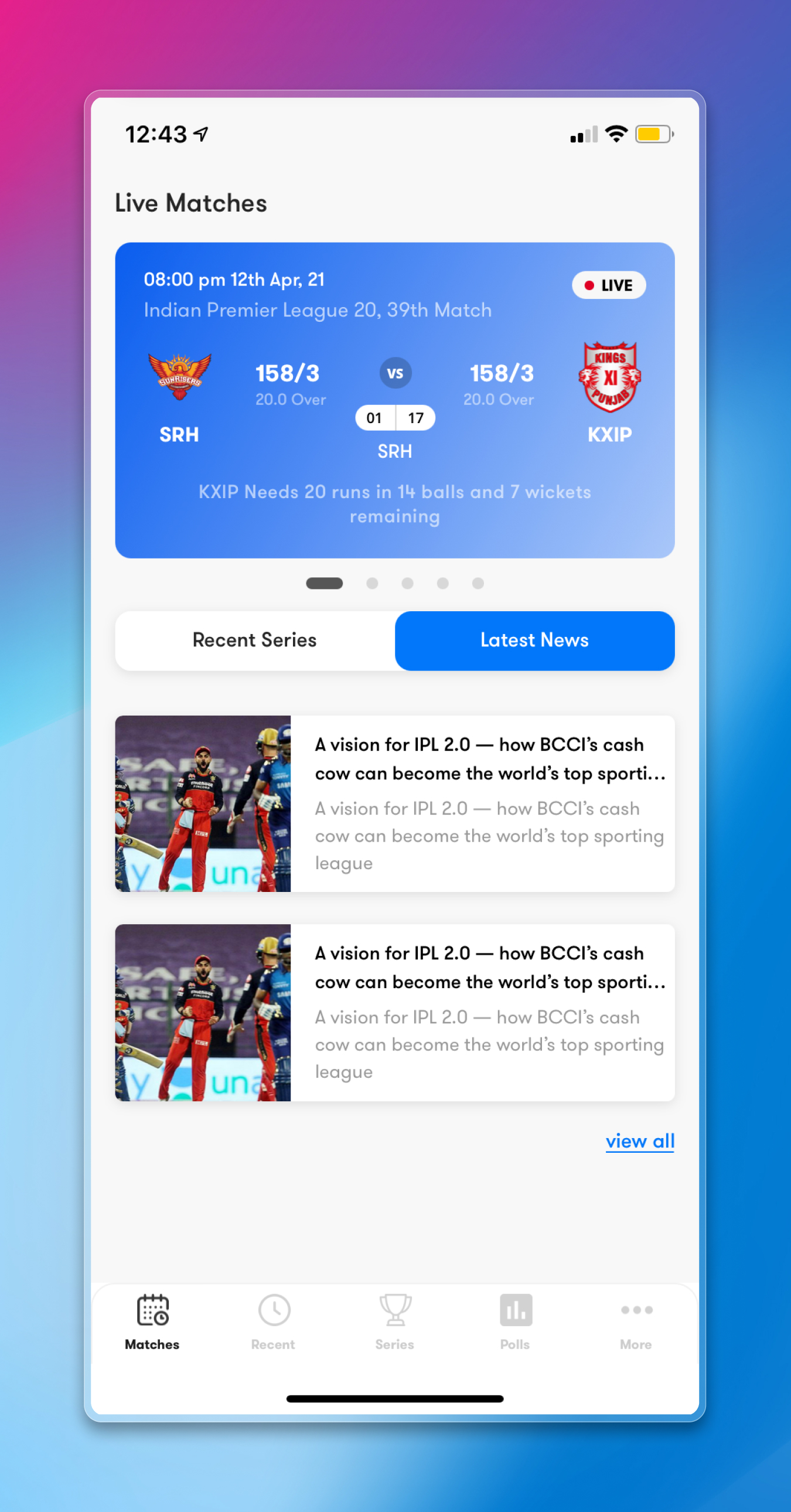 Live Line Cricket App | Craftnotion