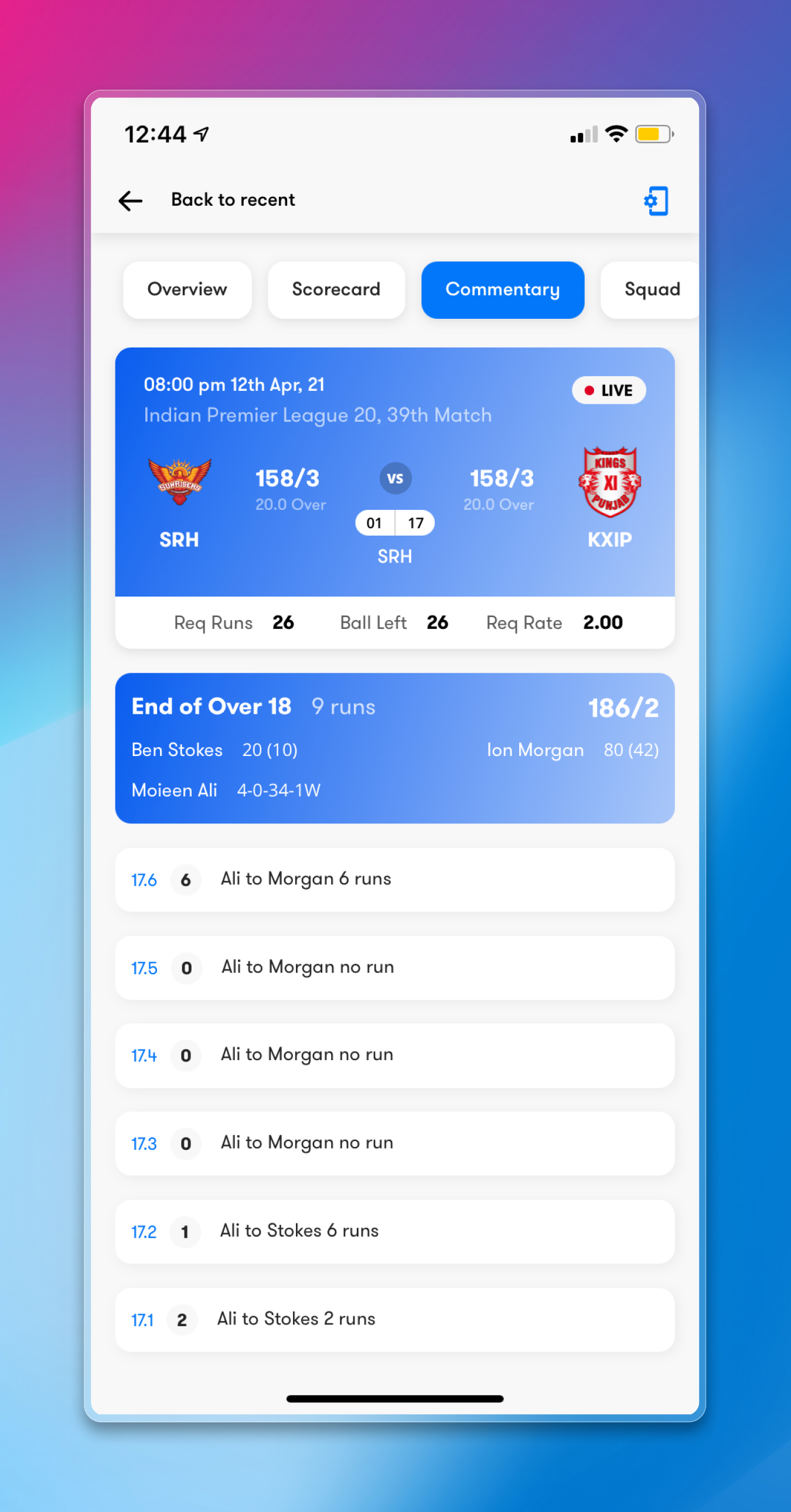 Live Line Cricket App | Craftnotion