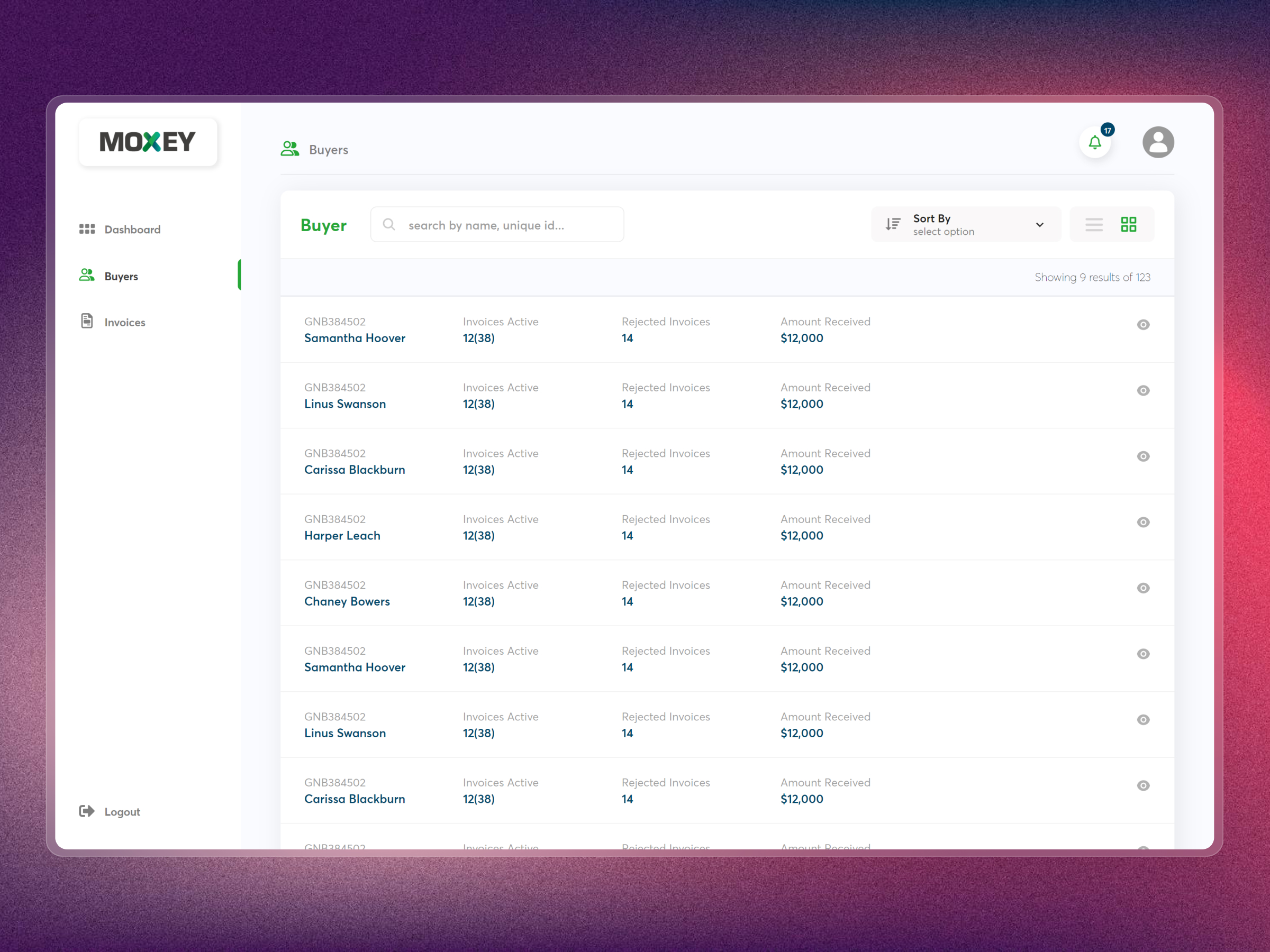 Moxey Invoice Discounting Platform | Craftnotion