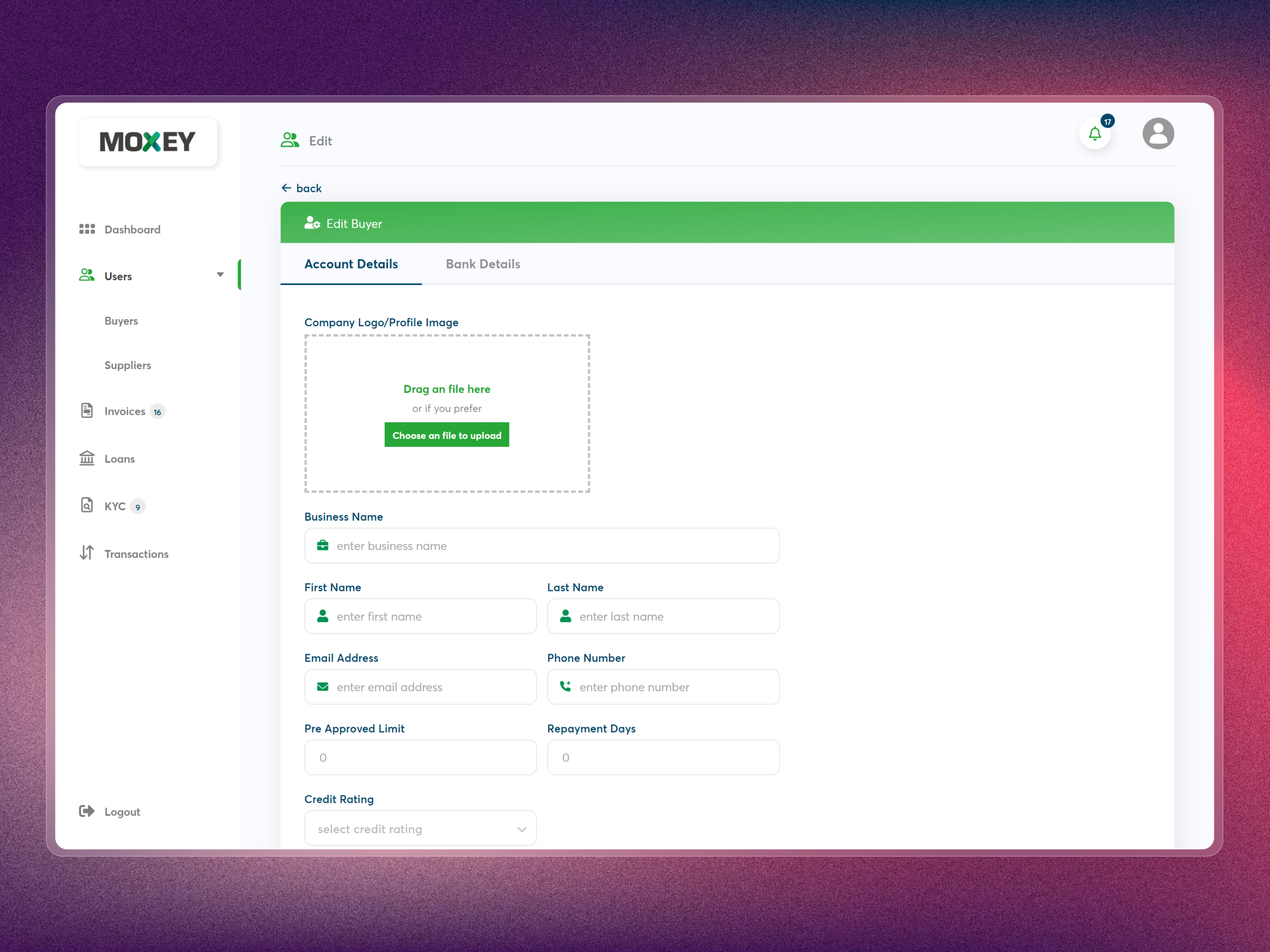 Moxey Invoice Discounting Platform | Craftnotion