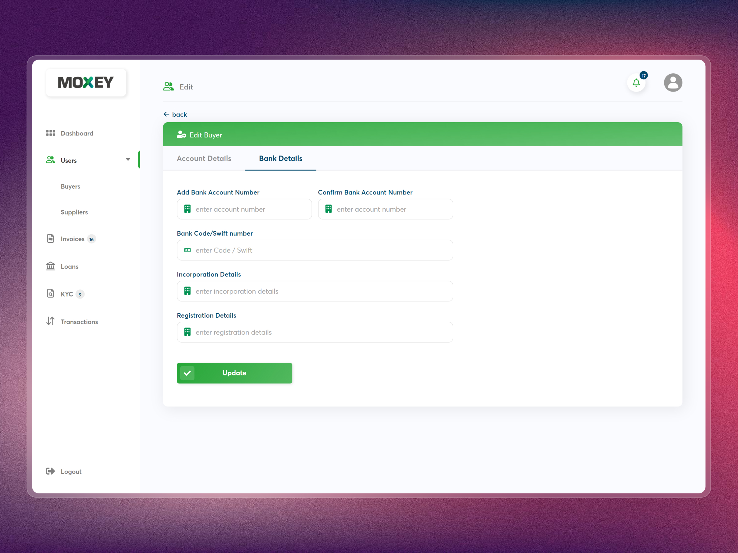 Moxey Invoice Discounting Platform | Craftnotion