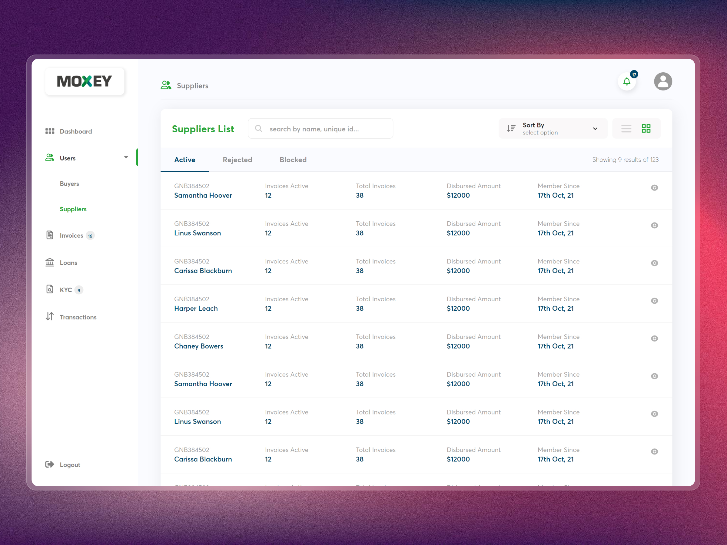 Moxey Invoice Discounting Platform | Craftnotion
