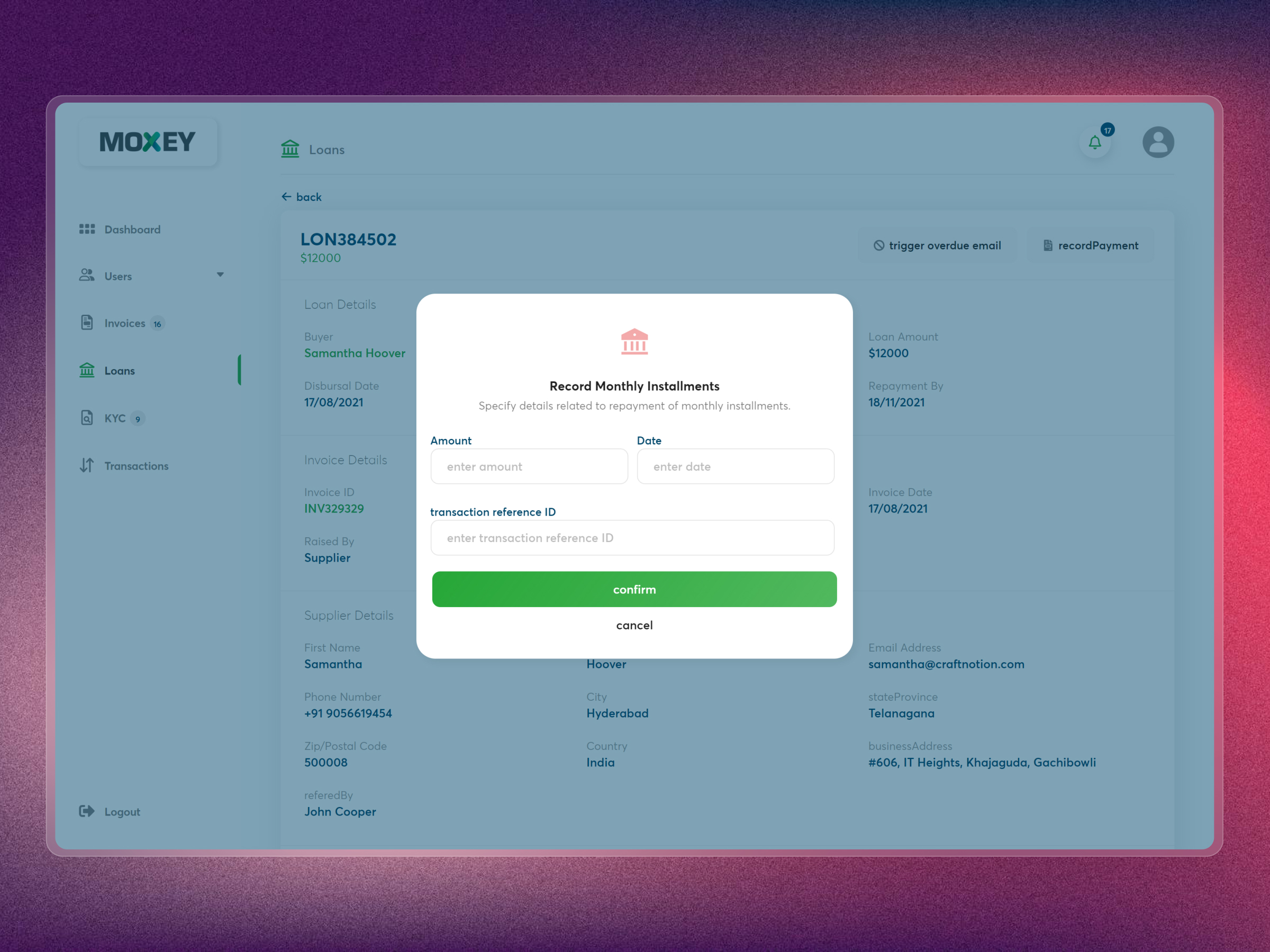 Moxey Invoice Discounting Platform | Craftnotion